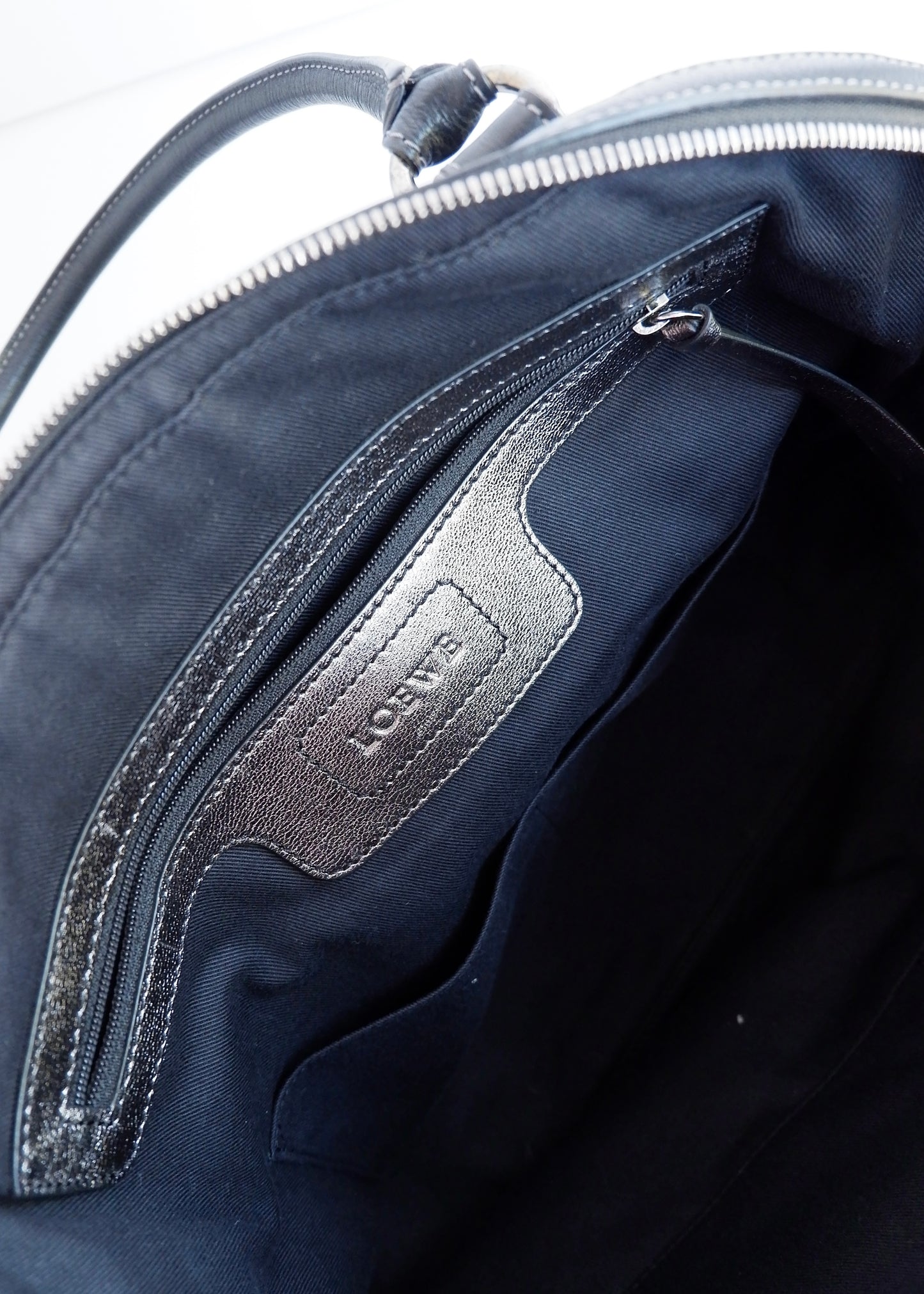 Authentic Preowned Loewe Navy/Black Nylon/Leather Shoulder Tote