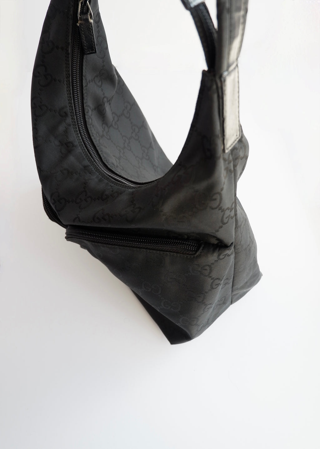 Authentic Preowned Gucci Black GG Nylon Side Pocket Shoulder Bag