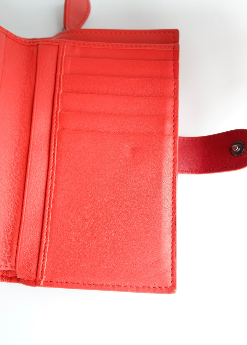 Authentic Preowned Bottega Veneta Red Leather Bi Fold Wallet