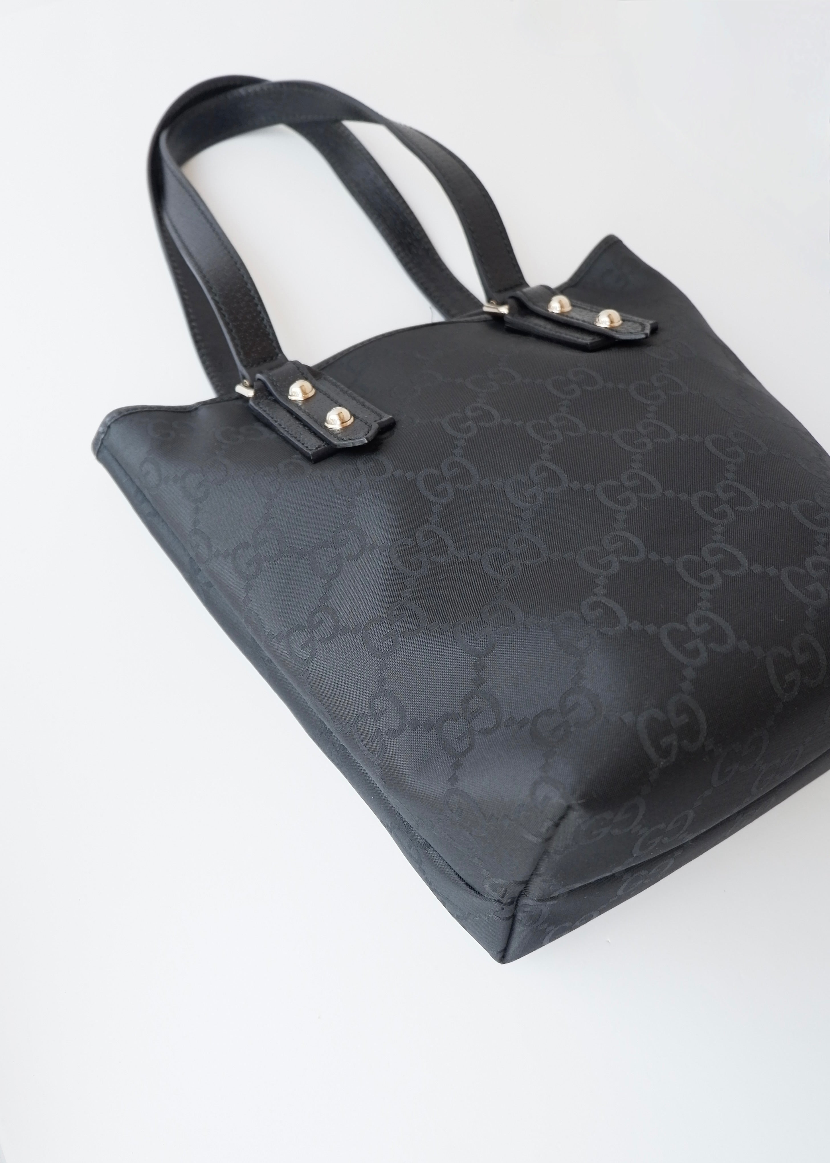 Preowned Gucci Black Large GG Canvas/Leather Shoulder Tote