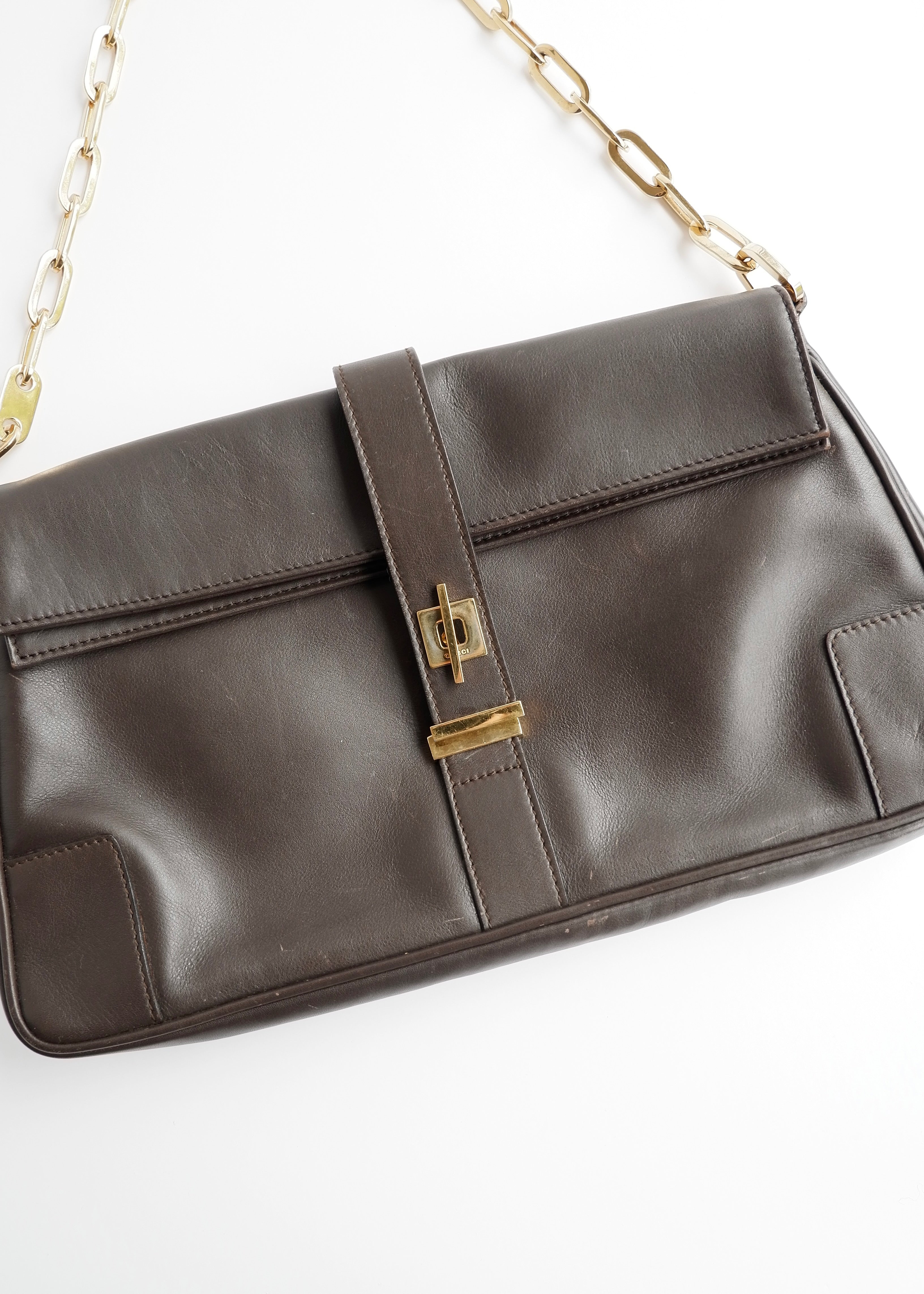 Authentic Preowned Gucci Brown Leather Shoulder Bag