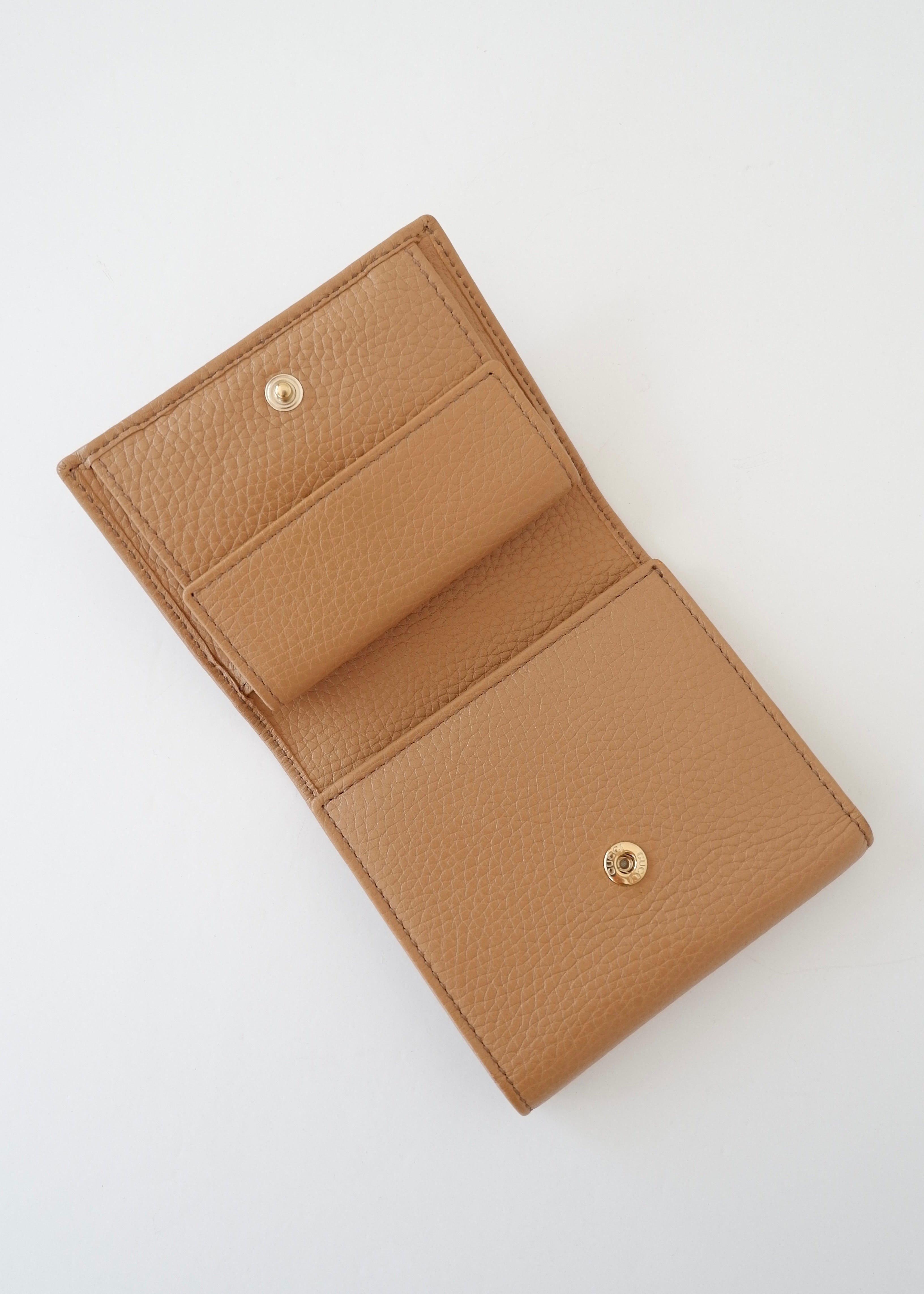 Authentic Preowned Gucci Beige Leather Bi - Fold Wallet