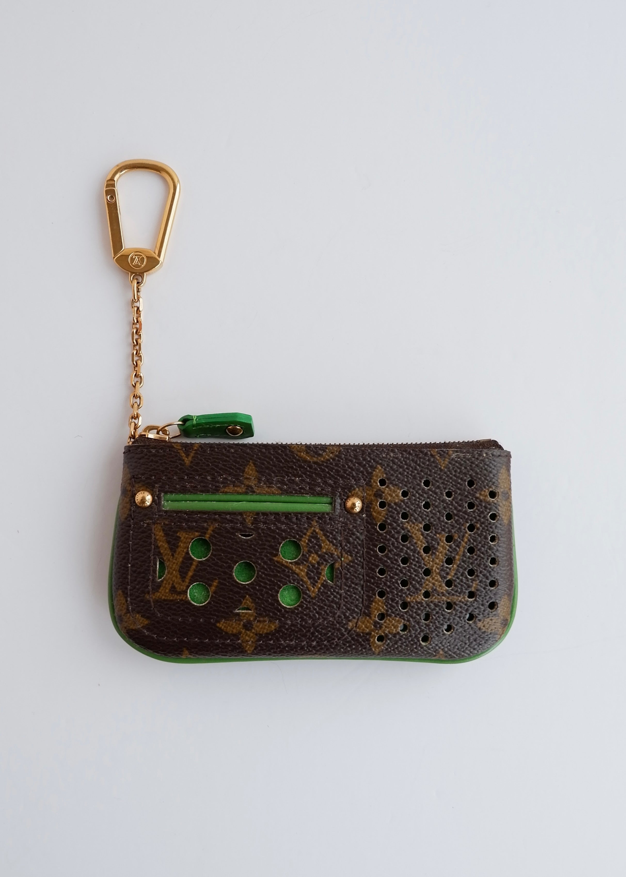 Authentic Preowned Louis Vuitton Limited Edition Monogram Green Perforated Pochette Cle