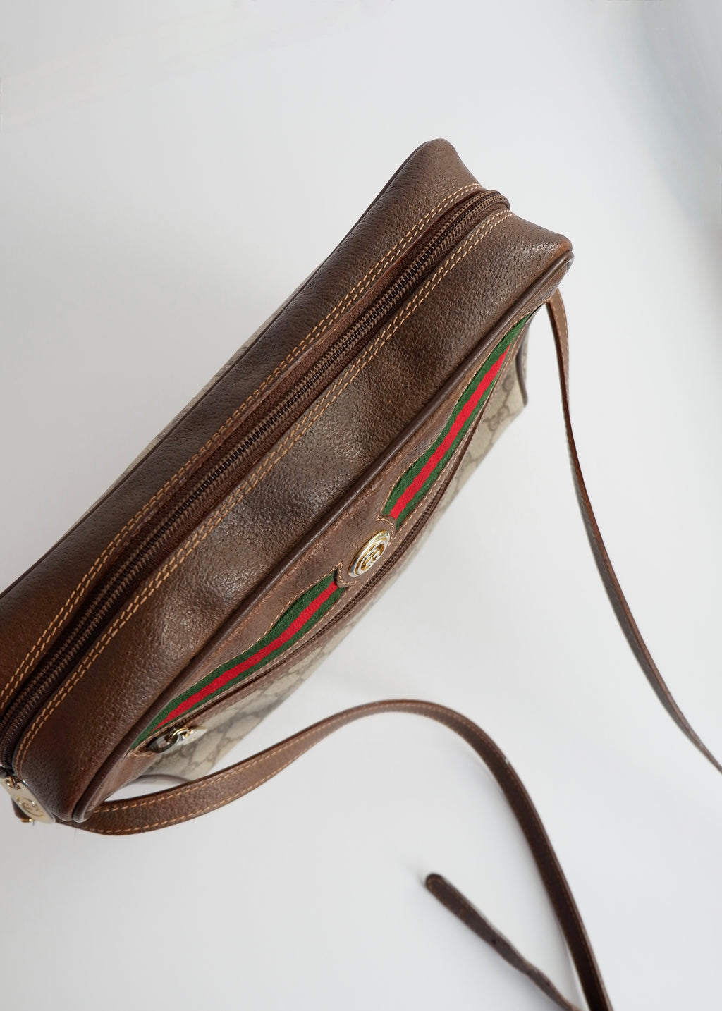 Authentic Preowned Vintage Gucci Brown GG Coated Canvas Crossbody Bag