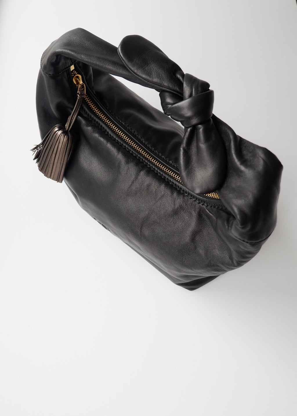 Preowned Loewe Black Leather Hobo Shoulder Bag