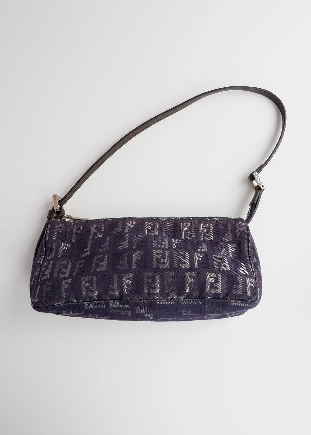 Authentic Preowned Fendi Navy FF Zucchino Small Shoulder Bag