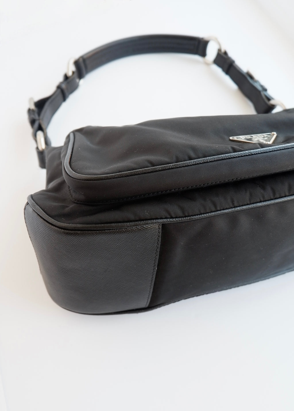 Authentic Preowned Prada Black Nylon Hobo/ Leather Strap Shoulder