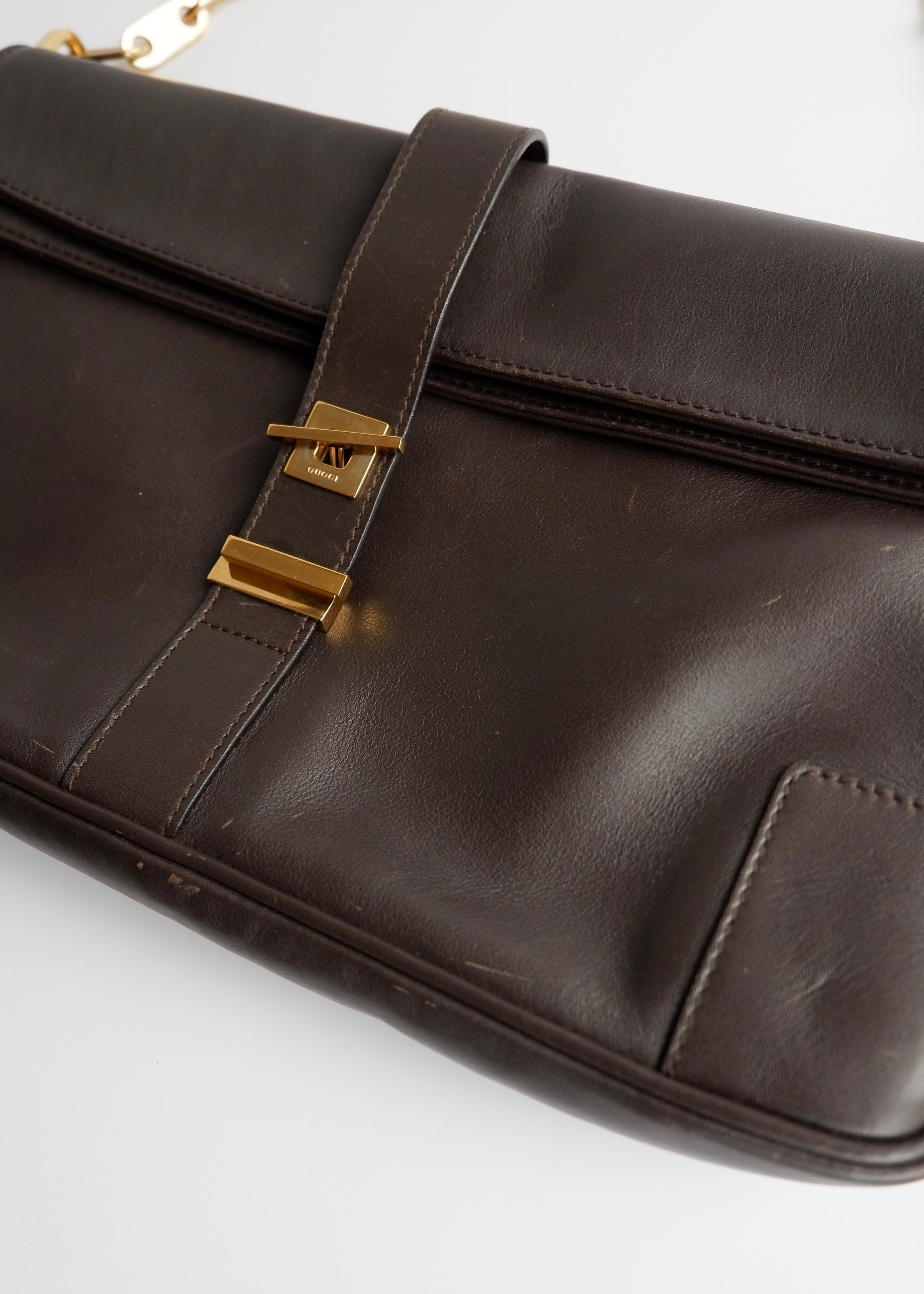 Authentic Preowned Gucci Brown Leather Shoulder Bag