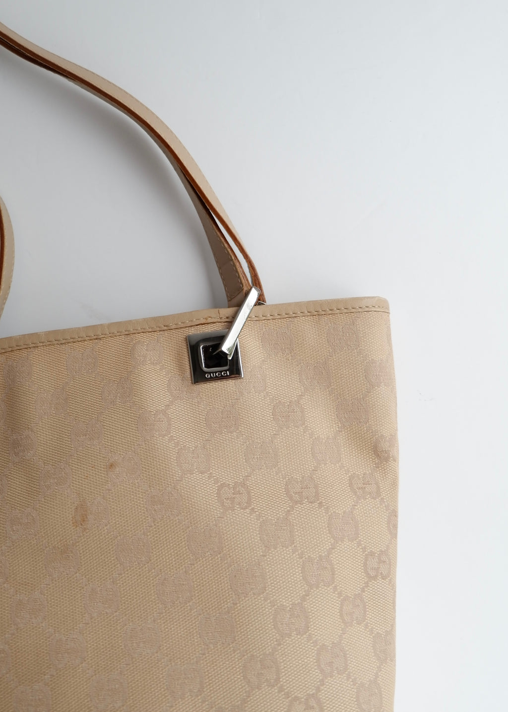 Authentic Preowned Gucci Light Beige GG Canvas Shoulder Tote