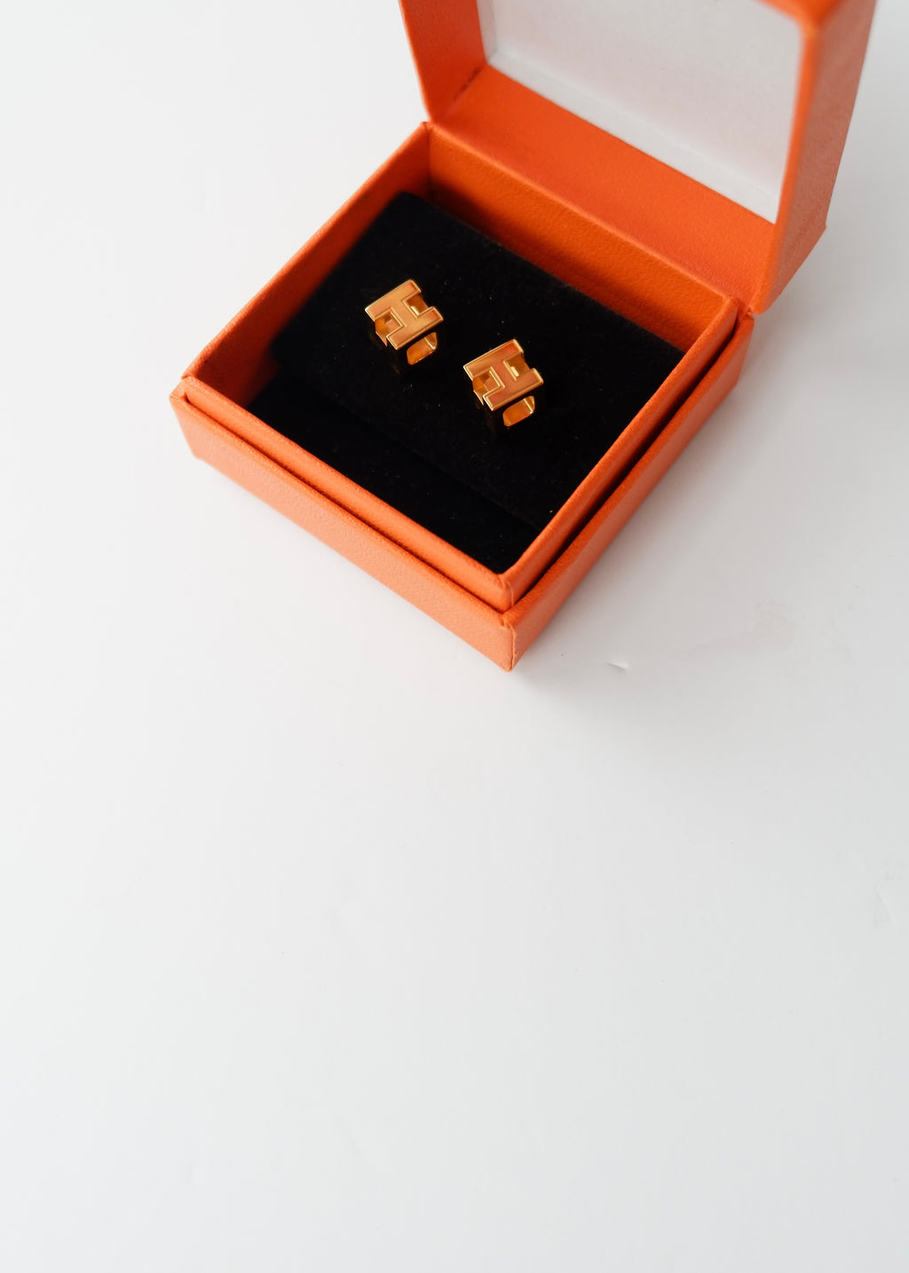 Preowned Hermès Cage d'H Gold-Plated Stud Earrings