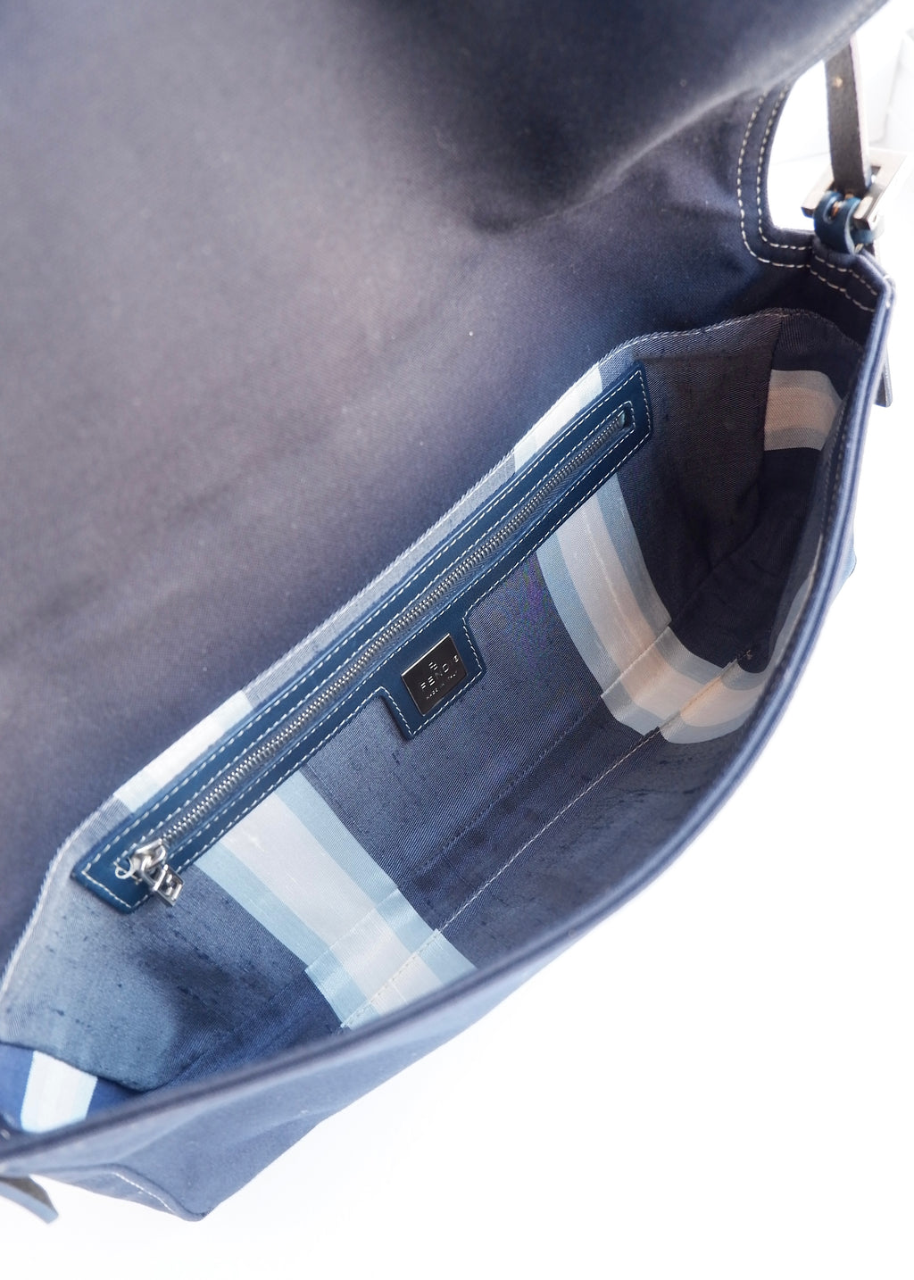 Authentic Preowned Fendi Navy Blue Fabric FF Marble Shoulder Bag