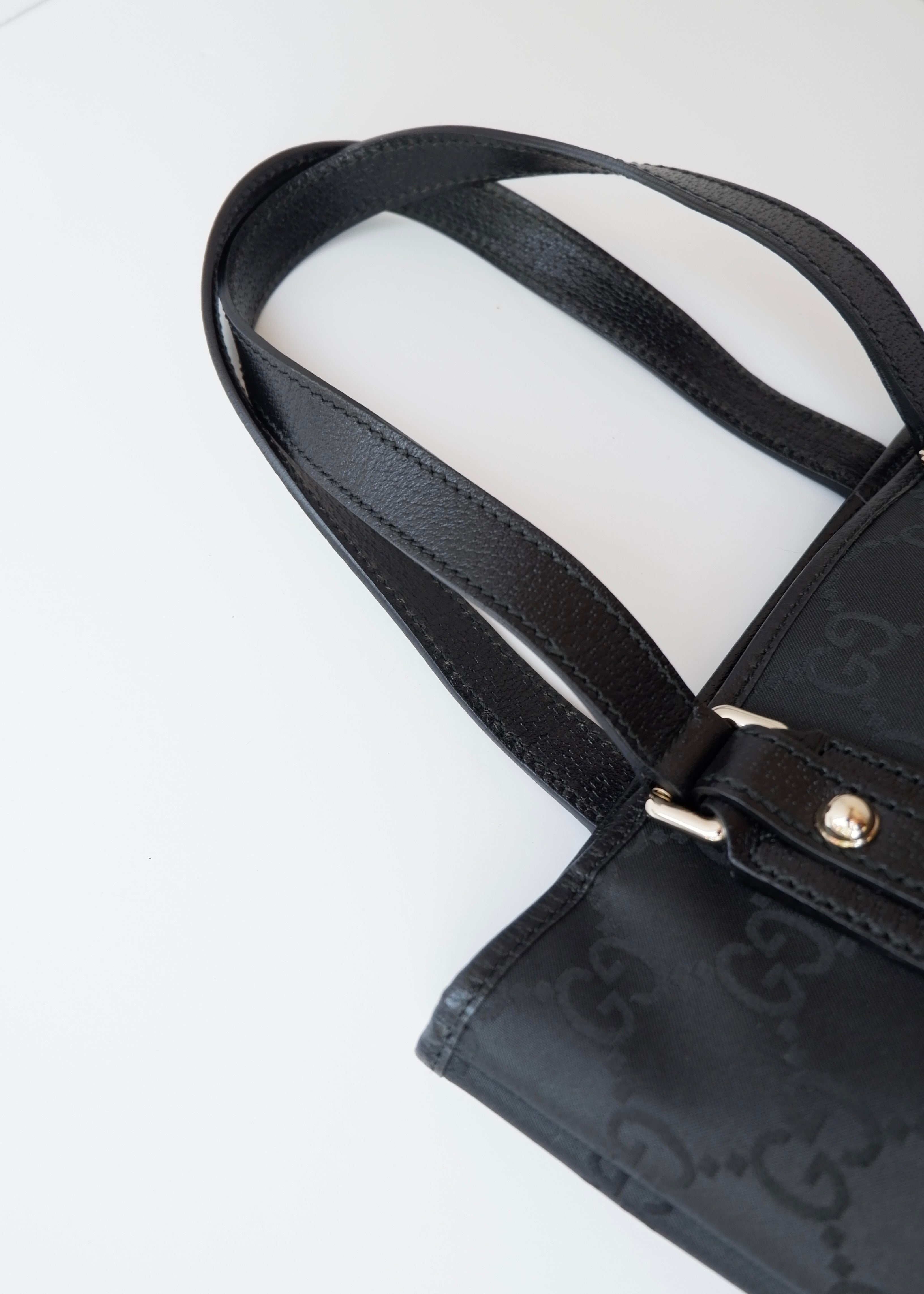 Preowned Gucci Black Large GG Canvas/Leather Shoulder Tote
