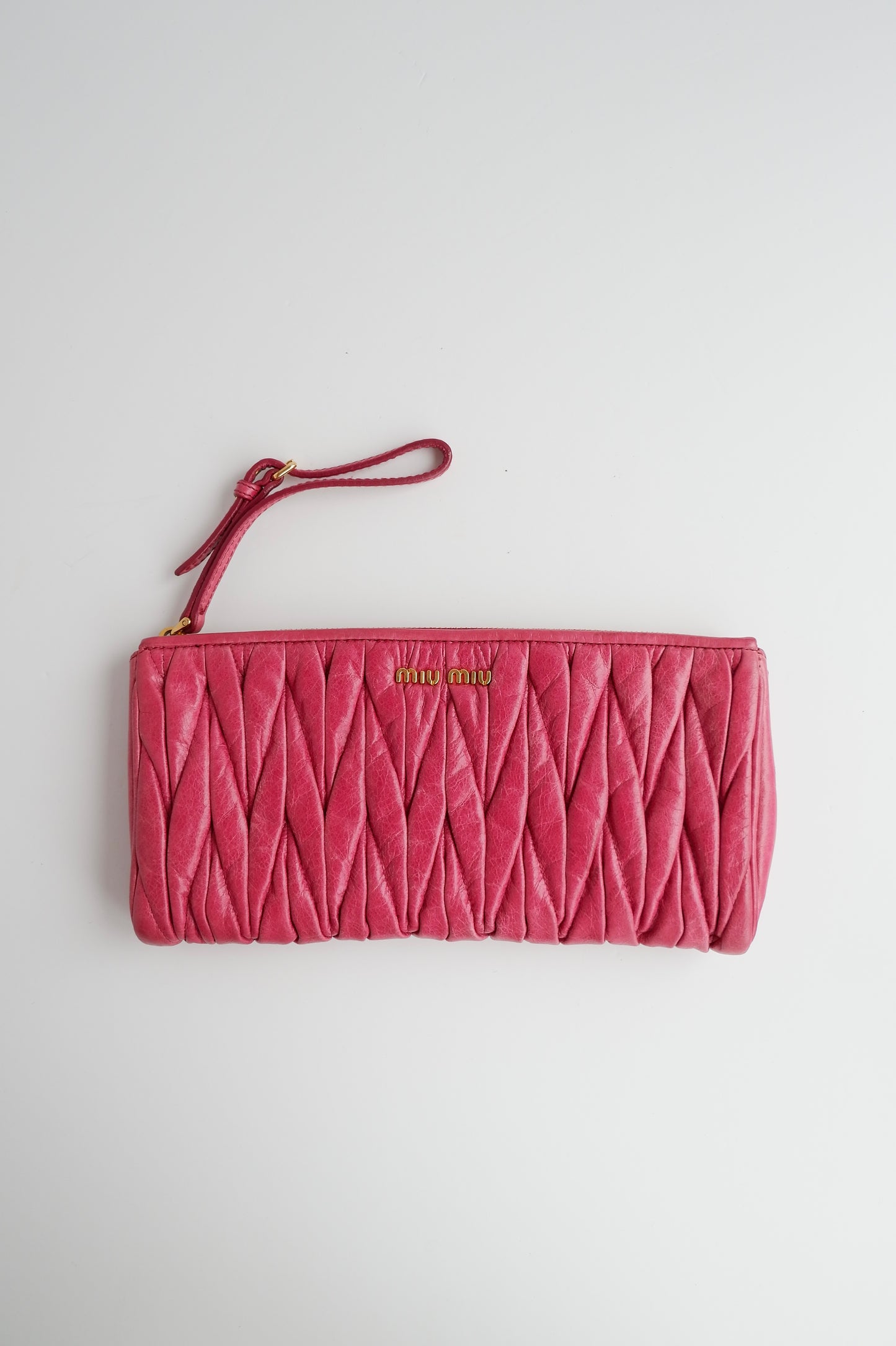 Authentic Preowned Miu Miu Pink Leather Wristlet Clutch