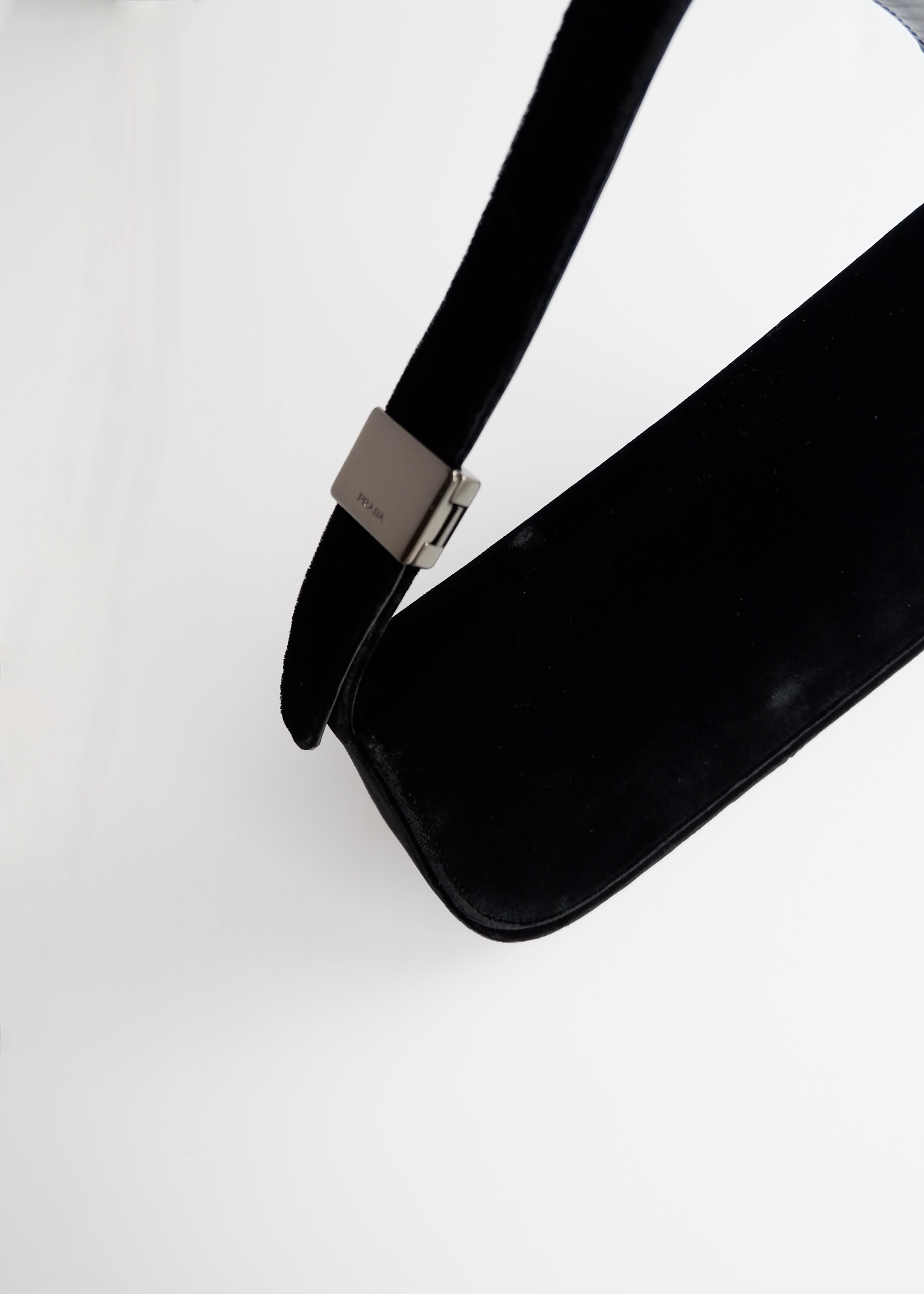 Authentic Preowned Prada Black Velvet Shoulder Bag