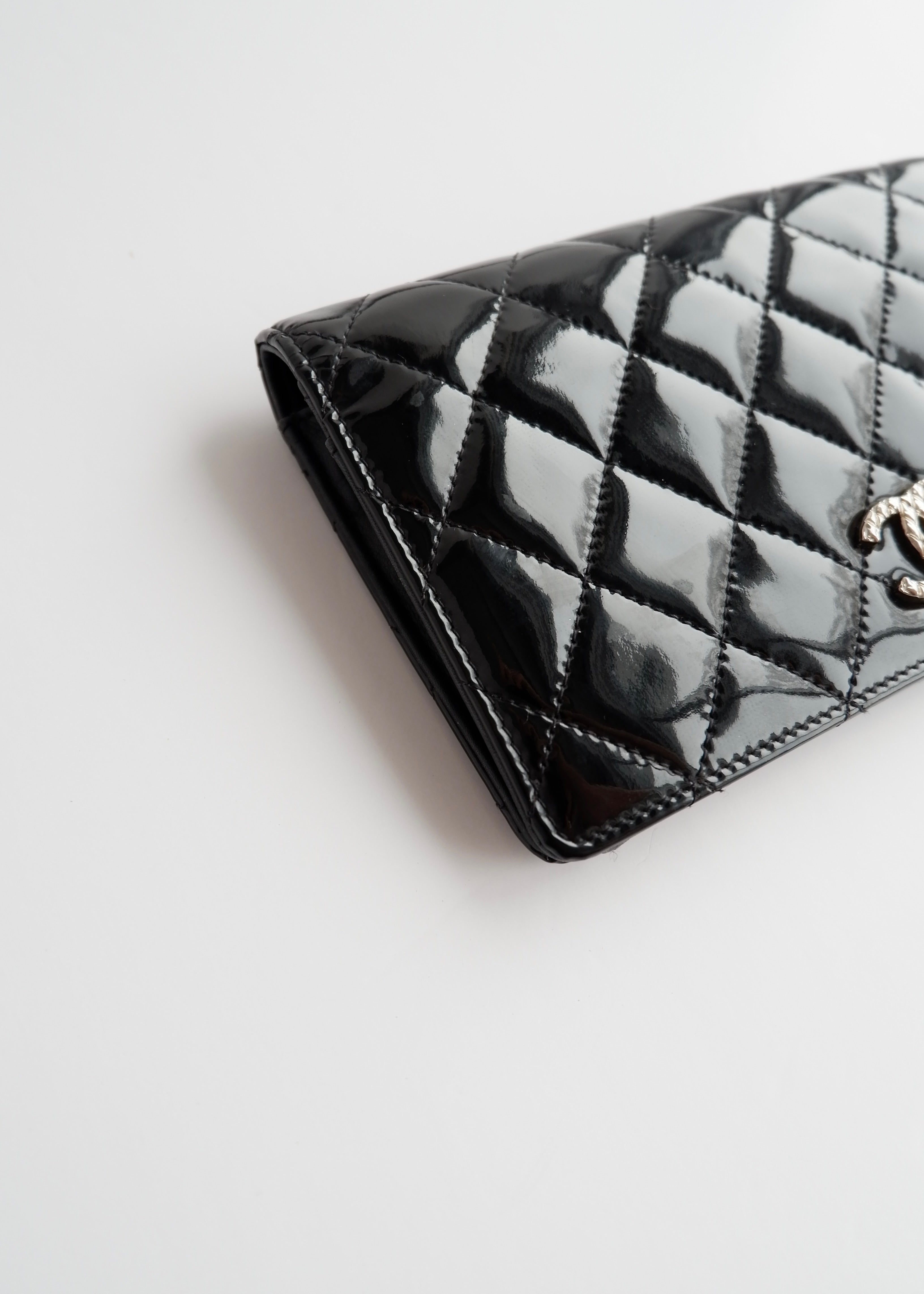 Authentic Preowned Chanel Black Patent Leather Long Wallet