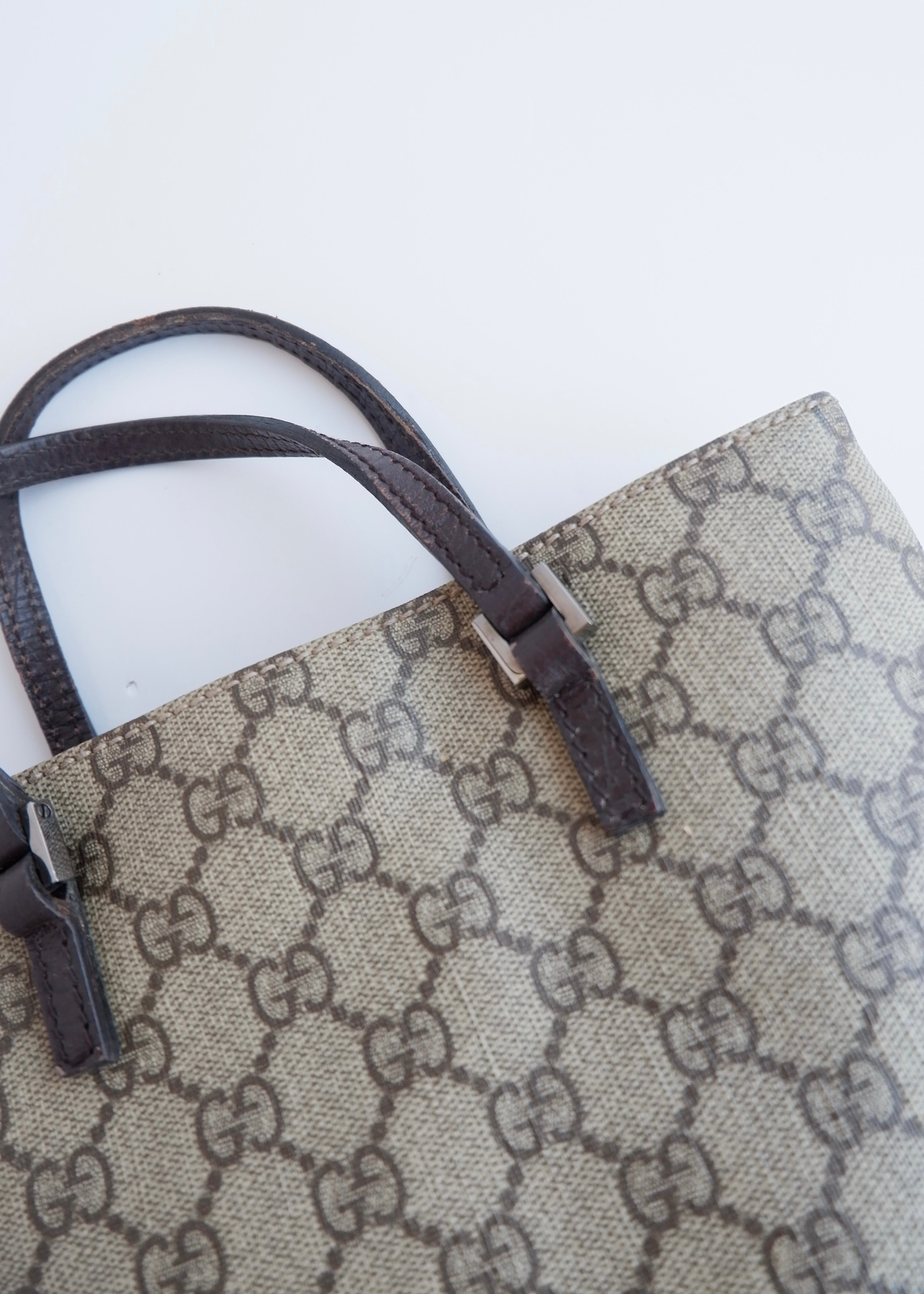 Authentic Preowned Gucci Brown GG Canvas Top Handle Handbag