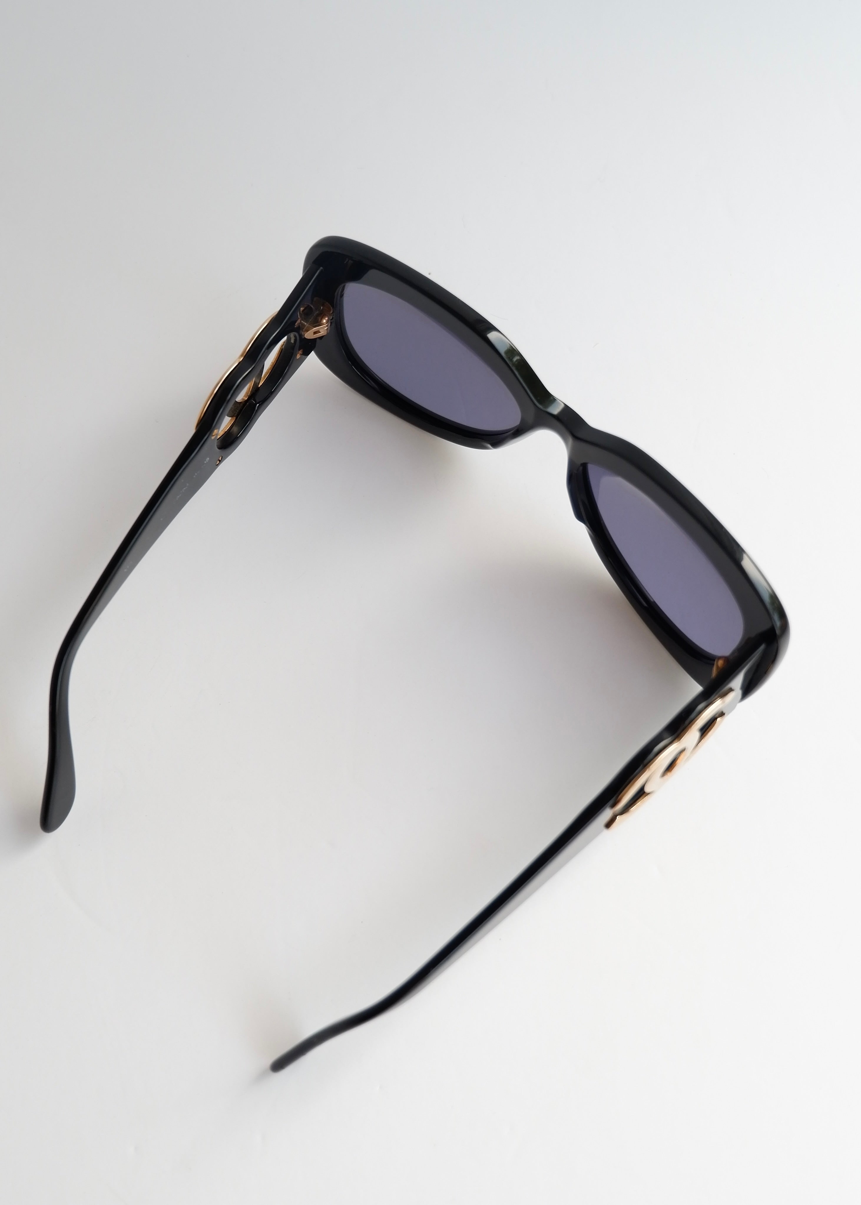 Preowned Chanel Black Acetate Oversized Square Frame Sunglasses