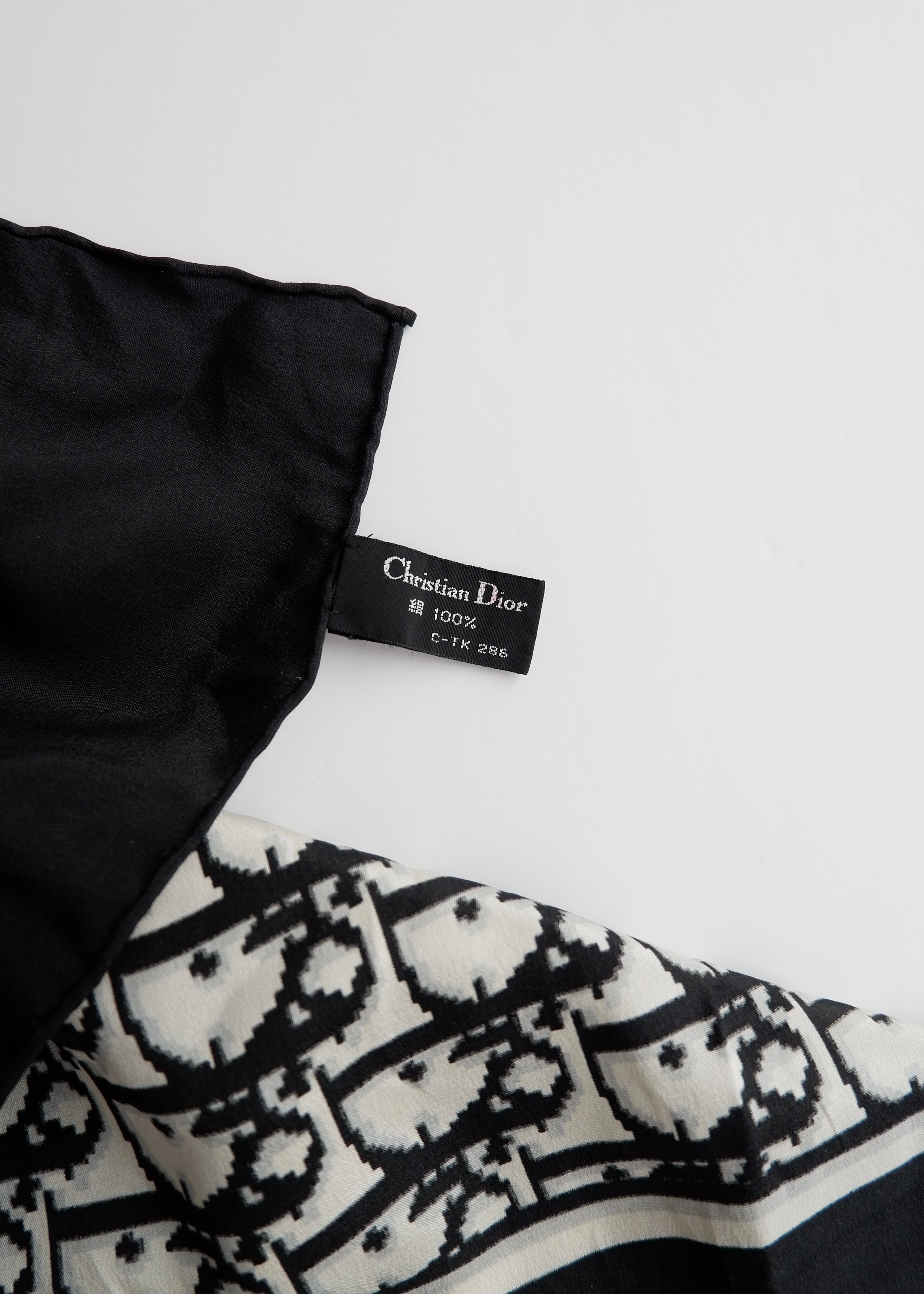 Authentic Preowned Vintage Dior Black/White Trotter Silk Scarf