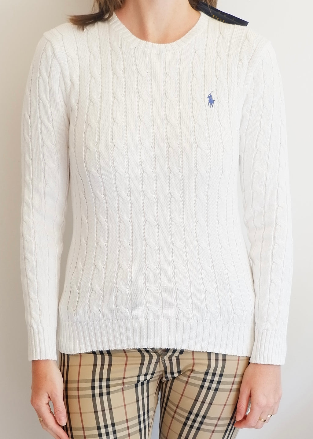 Authentic Preowned Polo Ralph Lauren White Cable Knit Sweater - S