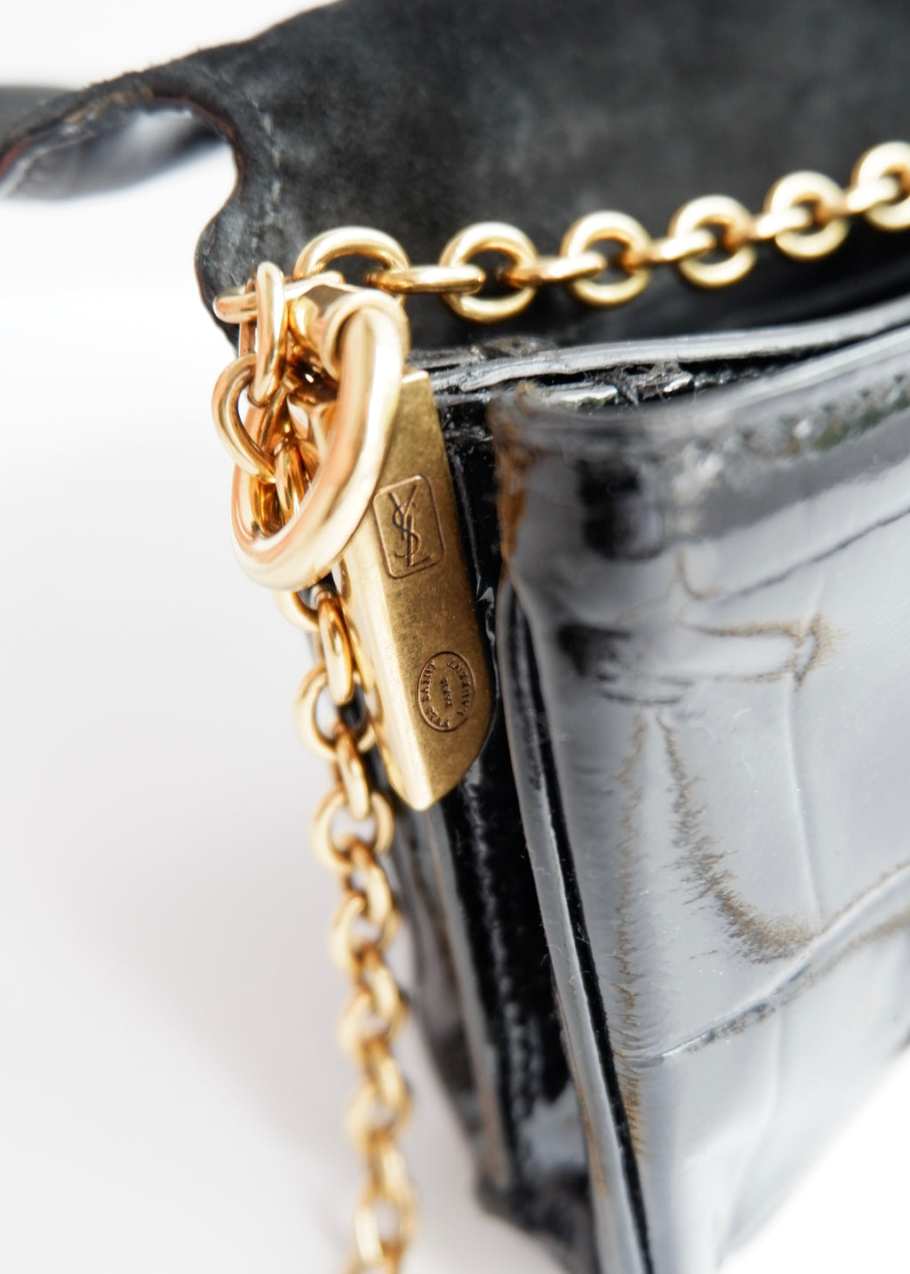 Authentic Preowned Vintage YSL (Yves Saint Laurent) Black Patent Leather Shoulder Bag GHW