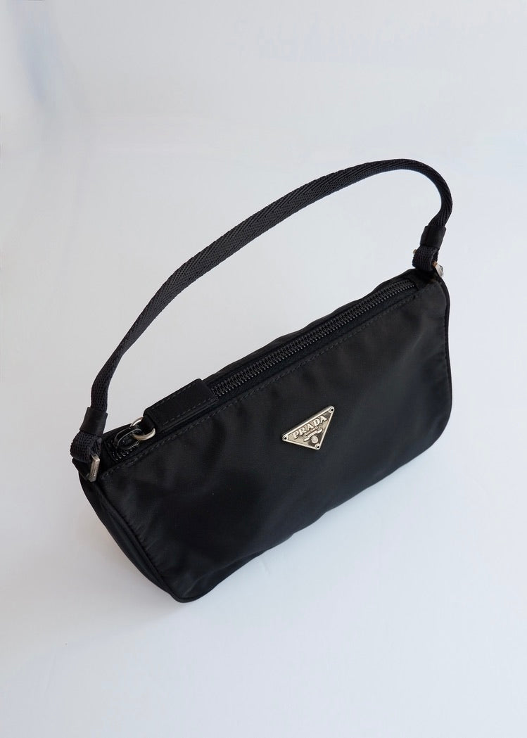 Preowned Prada Black Nylon Pochette Shoulder Bag