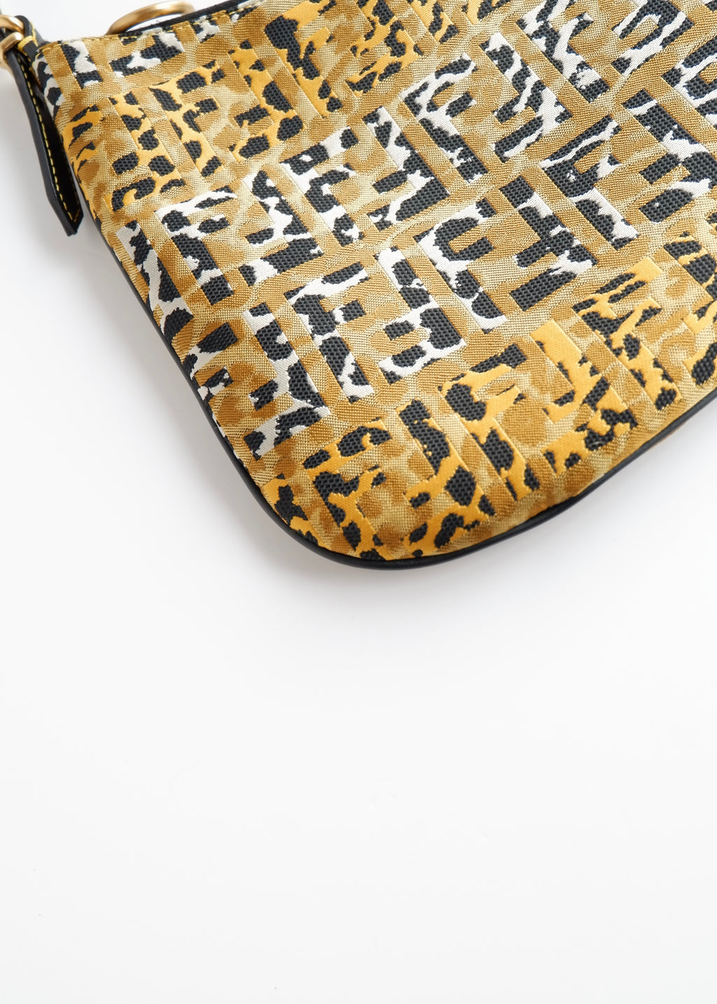 Sac Fendi authentique d'occasion, imprimé animal noir Zucca Oyster