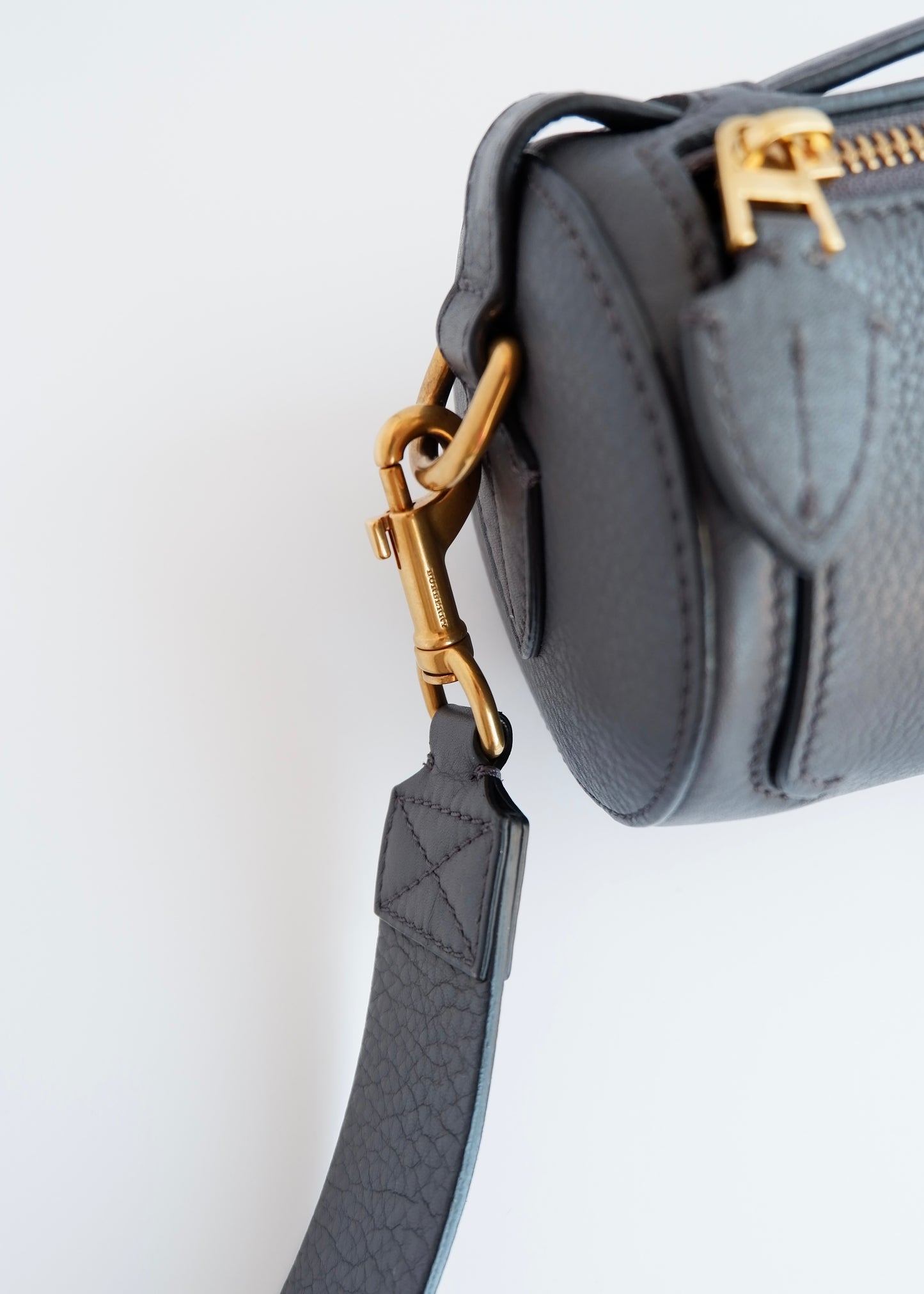 Authentic Preowned Burberry Navy Leather Barrel Two Way Bag