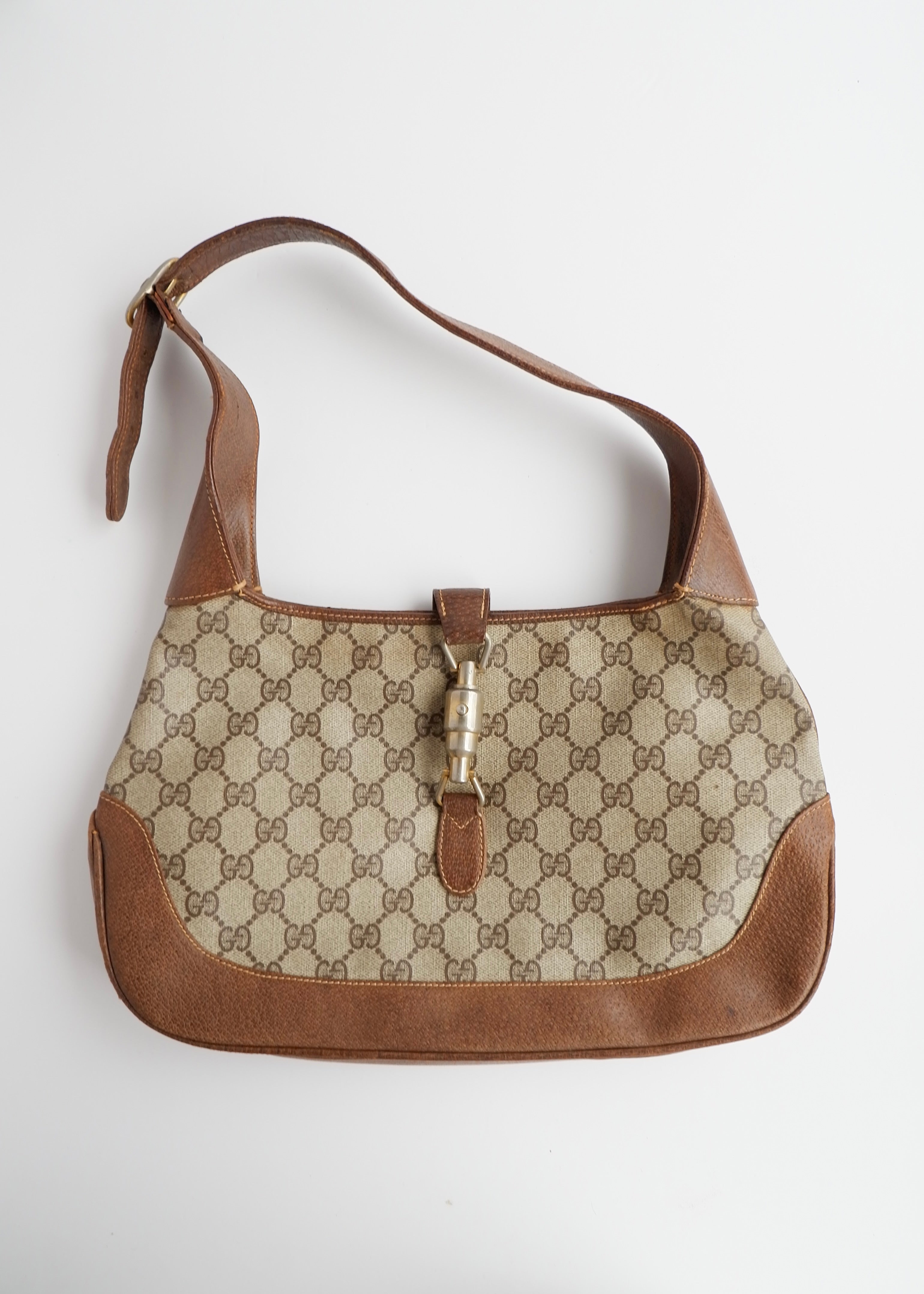 Authentic Preowned Vintage Gucci Brown GG Canvas Jackie Shoulder Bag