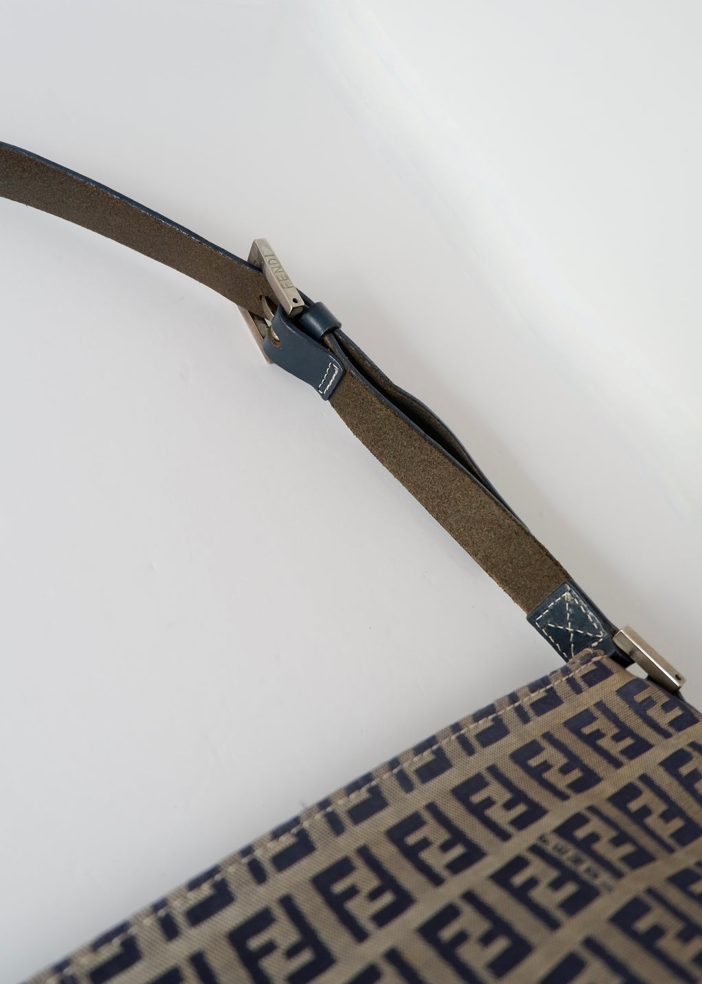 Authentic Preowned Vintage Fendi Navy Blue Zucchino Shoulder Bag