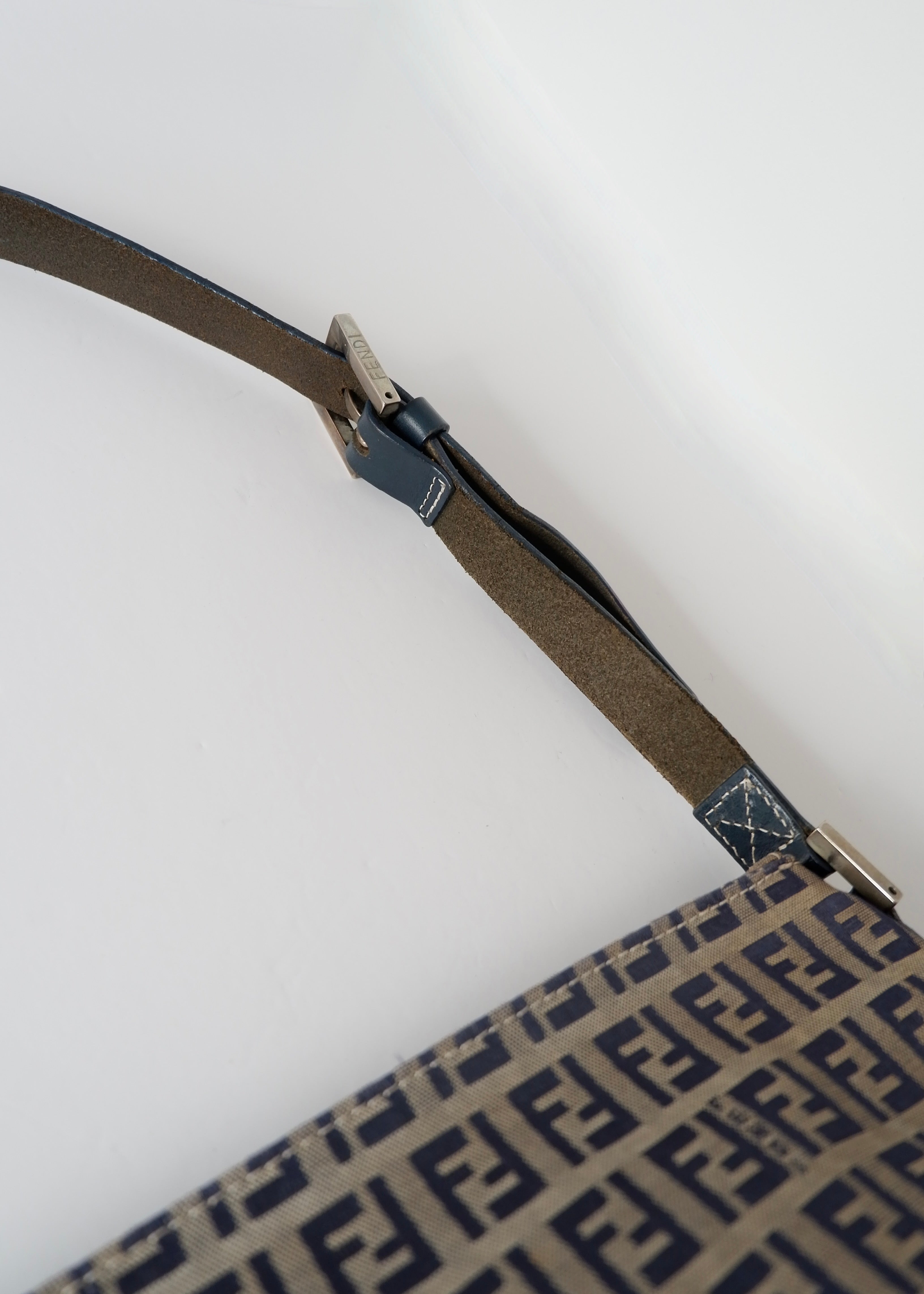 Authentic Preowned Vintage Fendi Navy Blue Zucchino Shoulder Bag