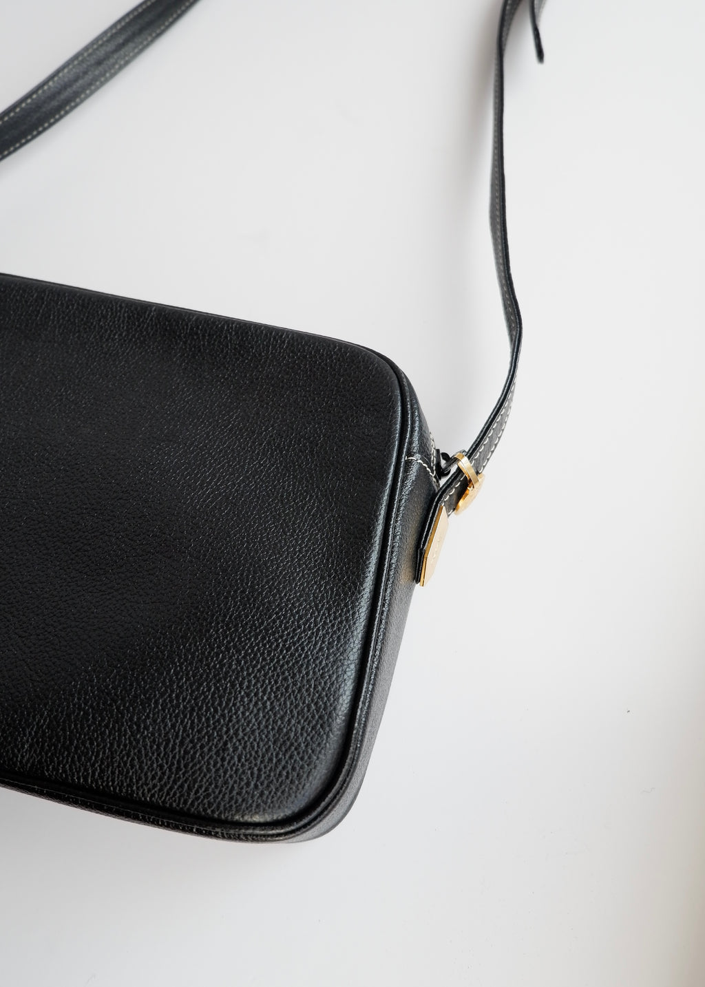 Authentic Preowned Vintage YSL (Yves Saint Laurent) Black Leather Crossbody Bag