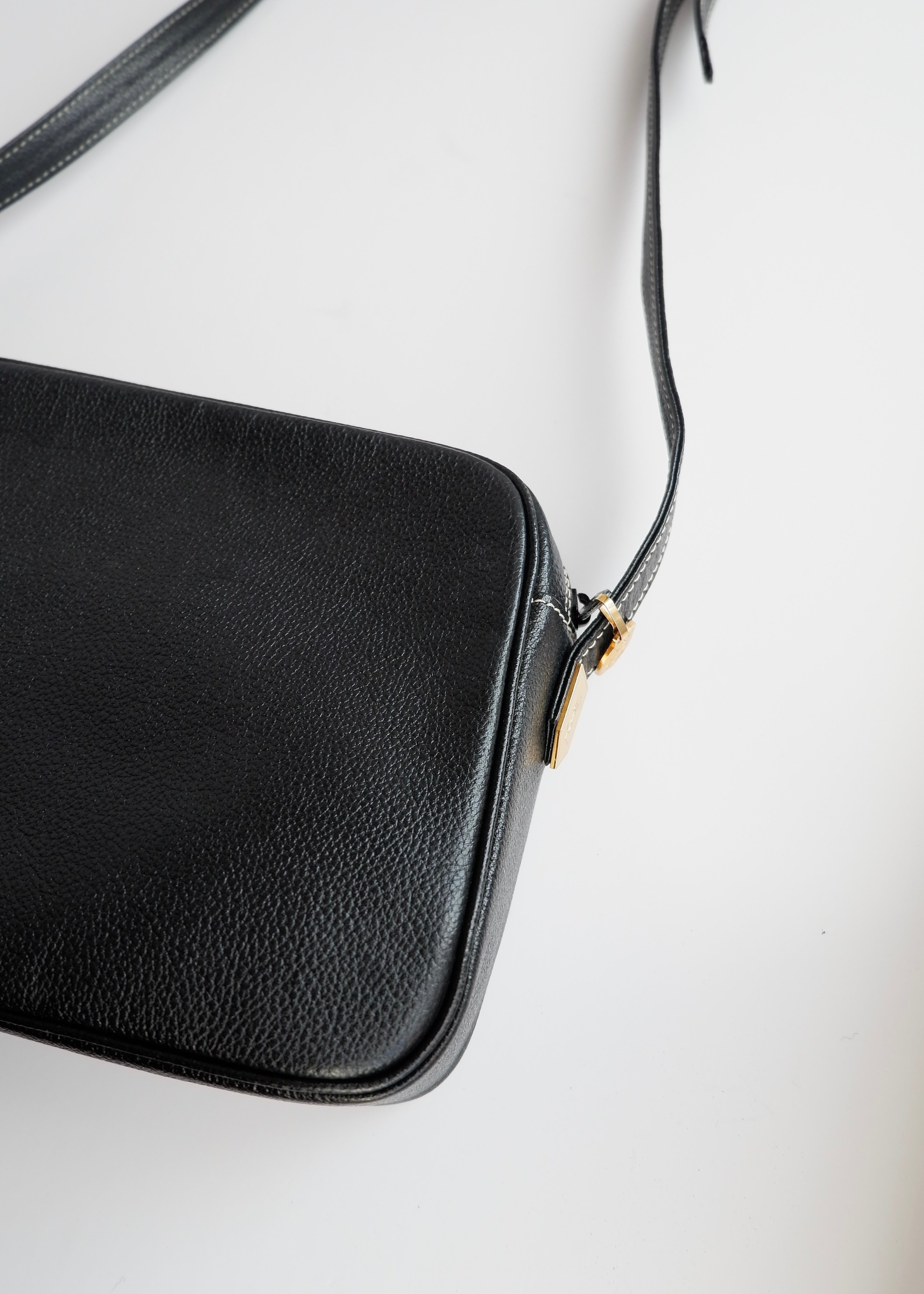 Authentic Preowned Vintage YSL (Yves Saint Laurent) Black Leather Crossbody Bag