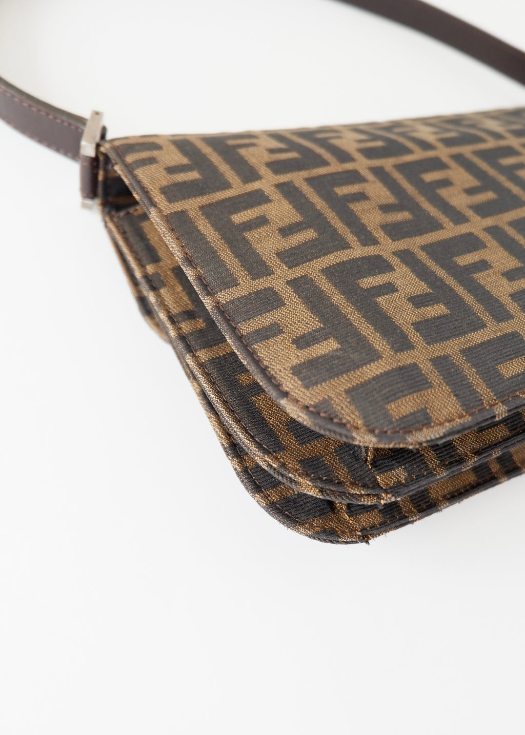Authentic Preowned Vintage Fendi Brown Zucca Shoulder Bag