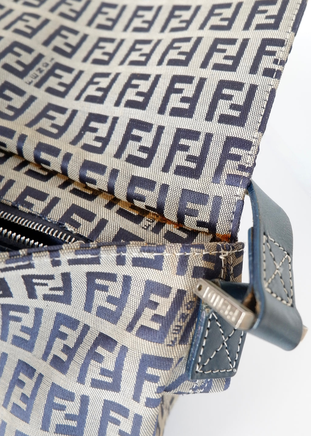 Authentic Preowned Vintage Fendi Navy Blue Zucchino Shoulder Bag
