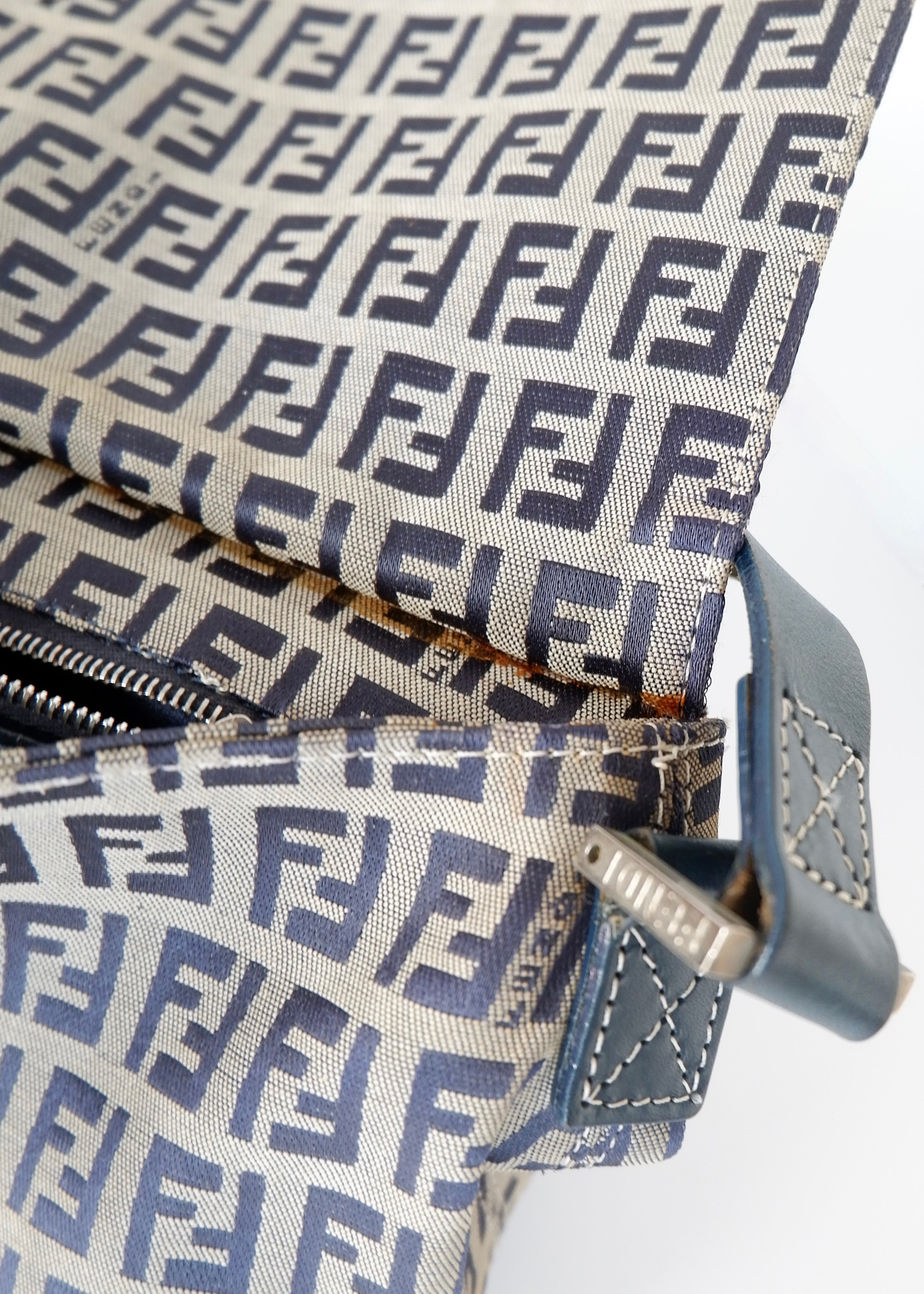 Authentic Preowned Vintage Fendi Navy Blue Zucchino Shoulder Bag