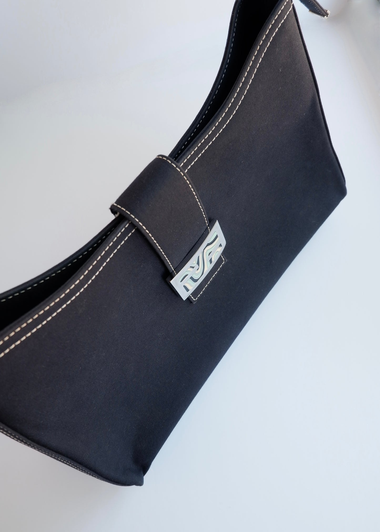 Authentic Preowned Fendi Navy Denim/Canvas Large Shoulder Bag