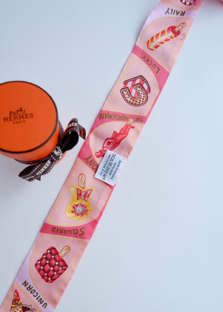 Twilly Hermès Rose Glace authentique de seconde main
