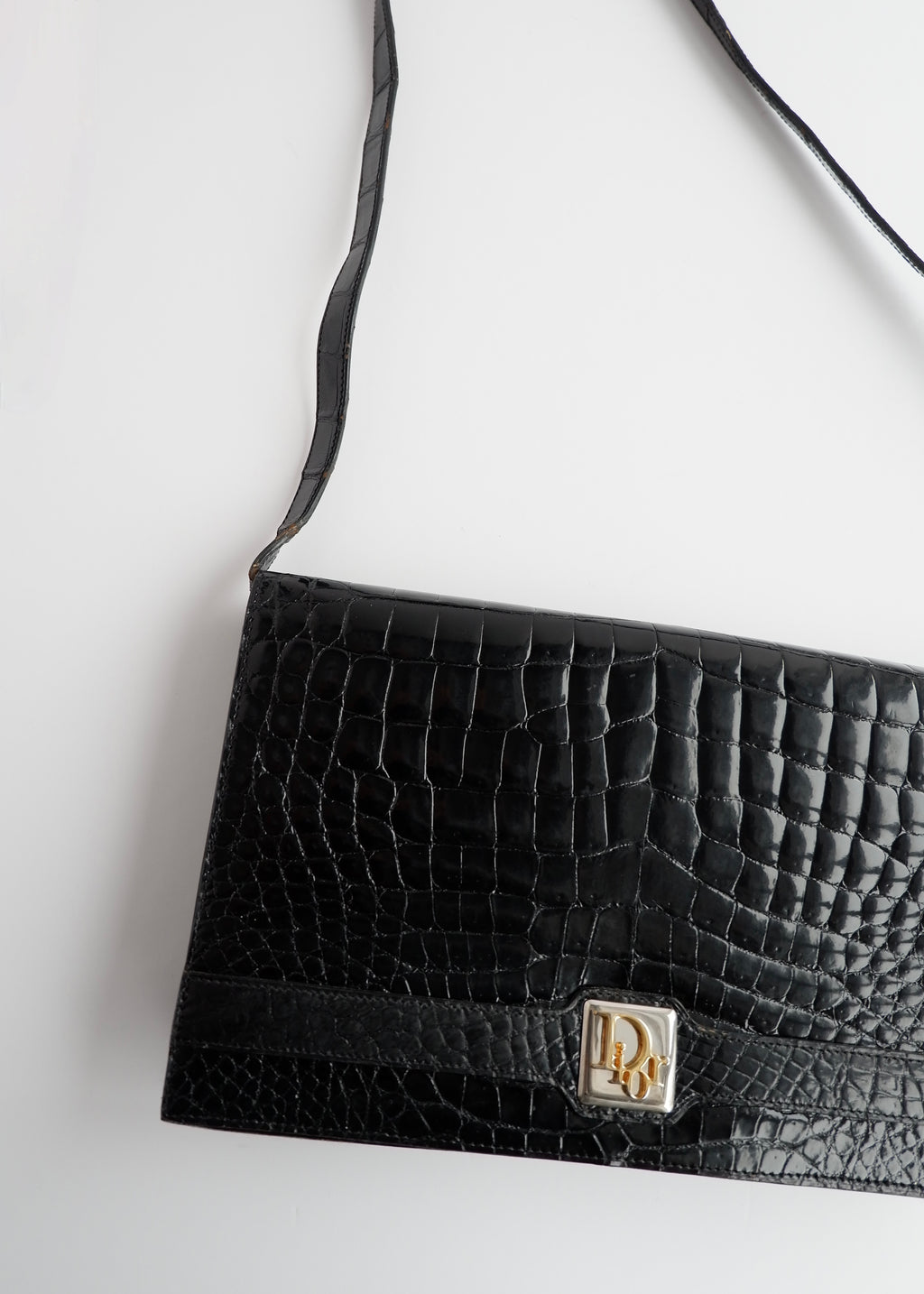 Authentic Preowned Vintage Dior Black Patent Leather Shoulder Bag