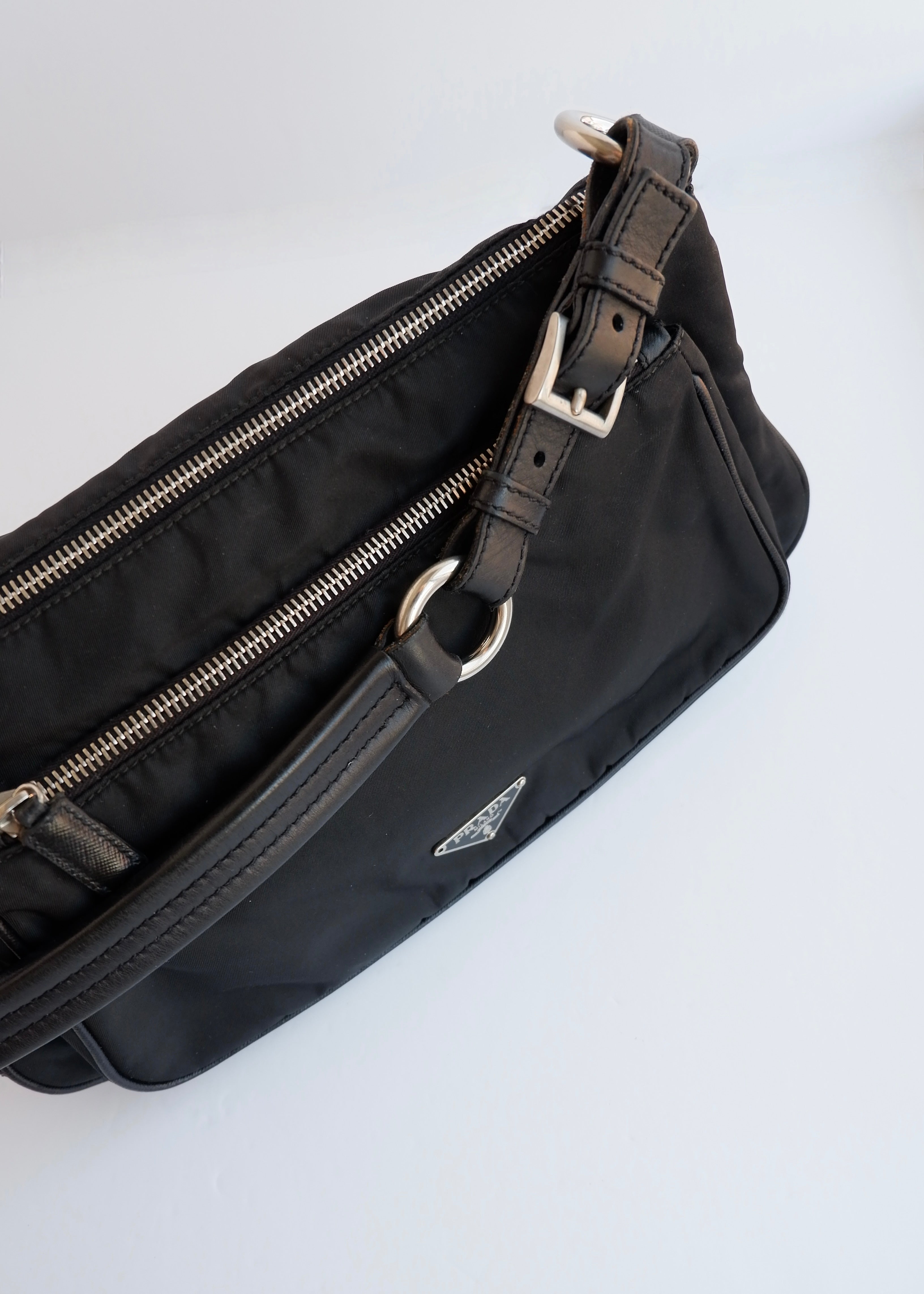 Authentic Preowned Prada Black Nylon Hobo/ Leather Strap Shoulder