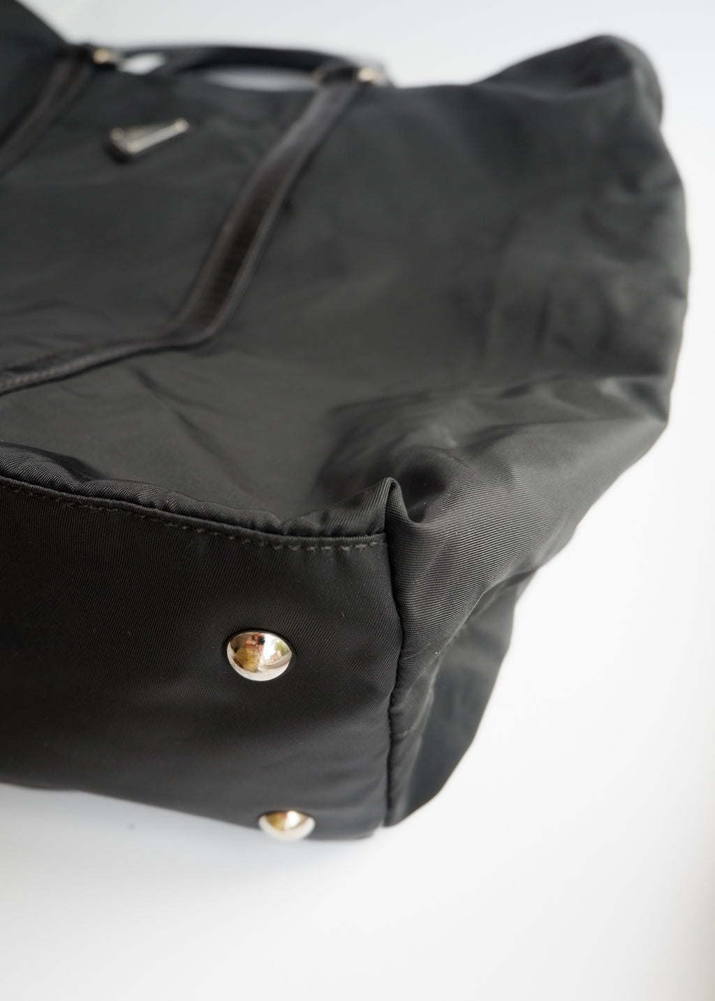 Preowned Prada Black Nylon/Leather Two Way Messenger Tote