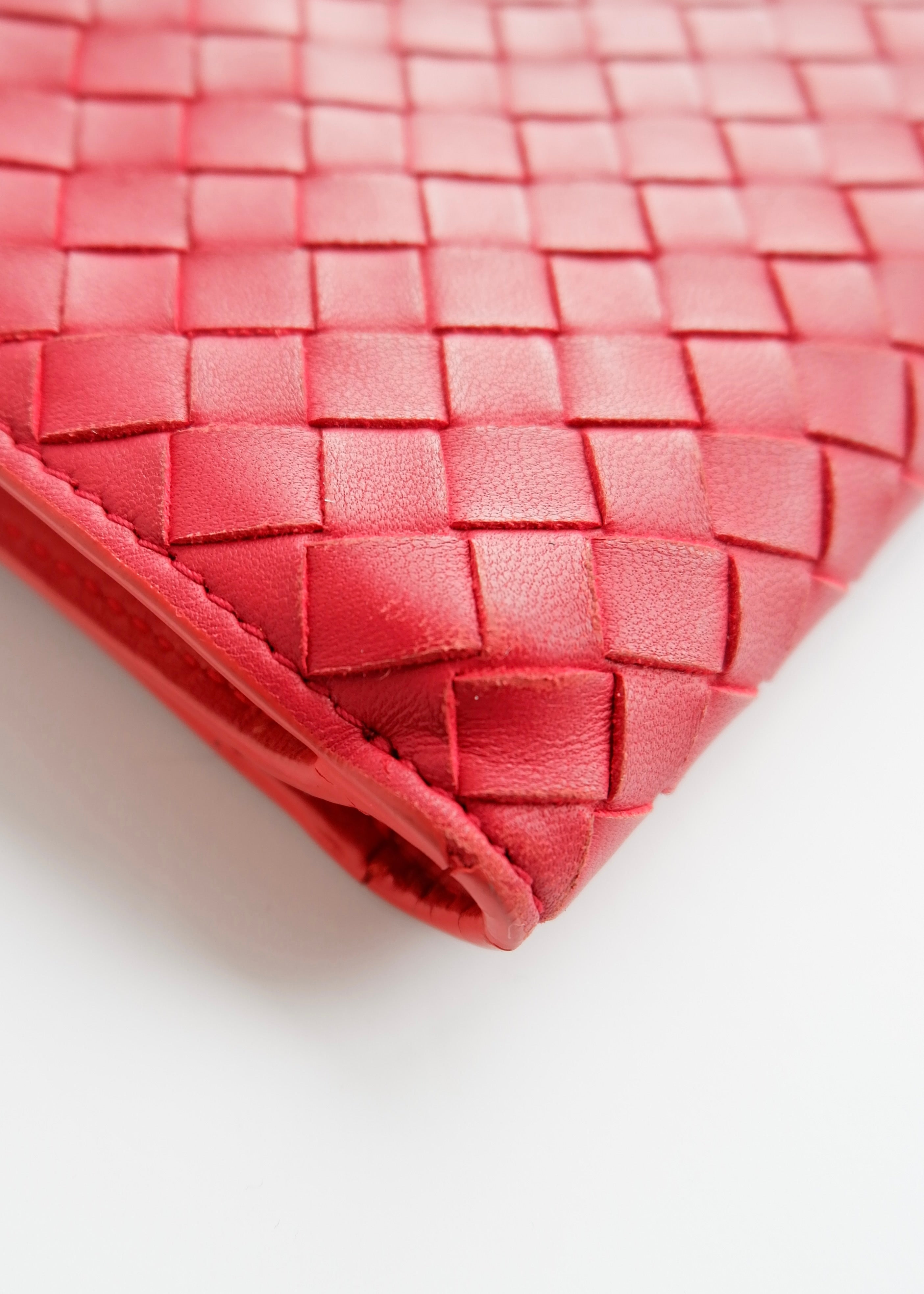 Authentic Preowned Bottega Veneta Red Leather Bi Fold Wallet