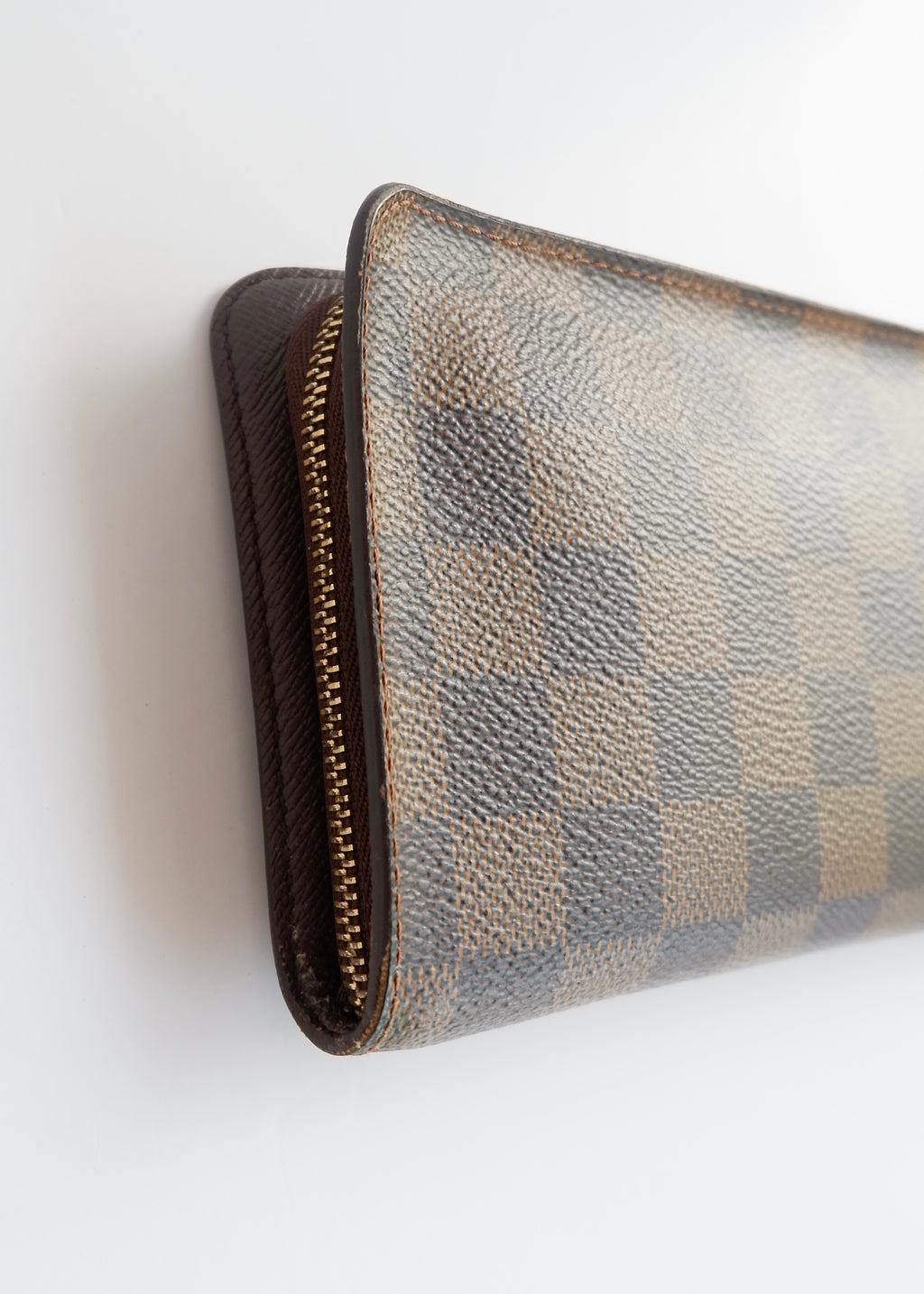 Preowned Louis Vuitton Brown Damier Ebene Long Zip Around Wallet
