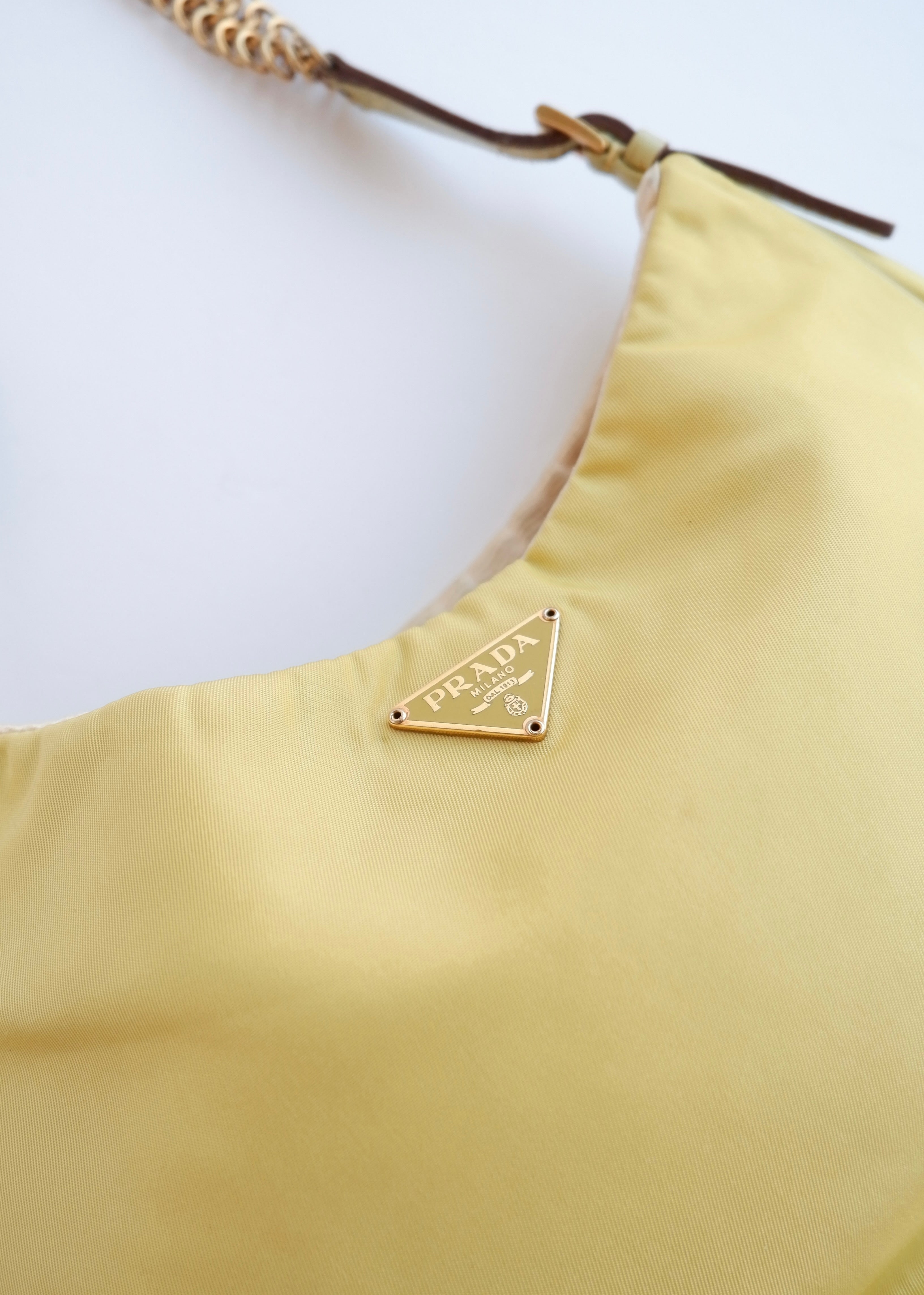 Authentic Preowned Prada Nylon Yellow Shoulder Bag