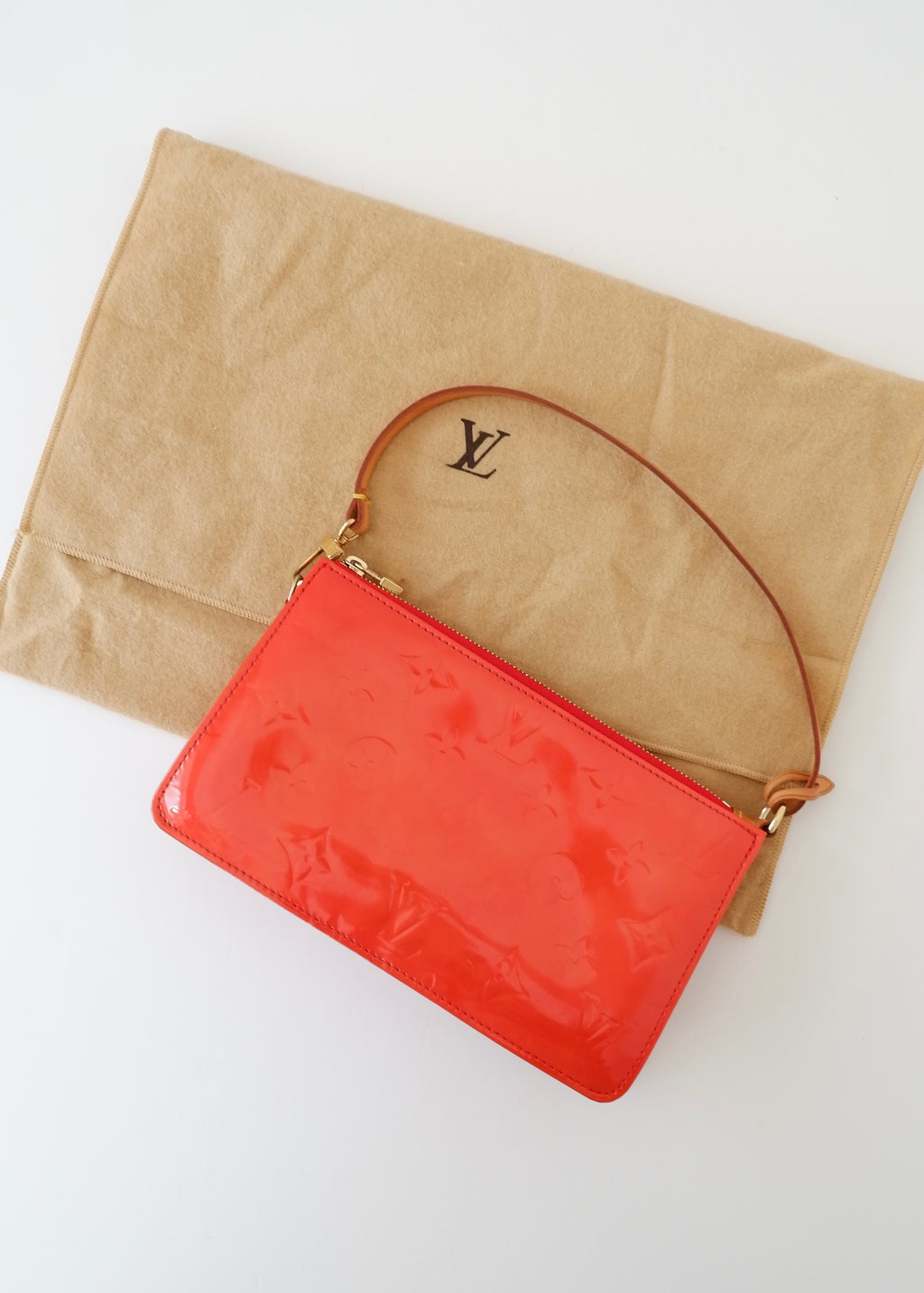 Authentic Preowned Louis Vuitton Red Vernis Lexington Pochette Shoulder Bag