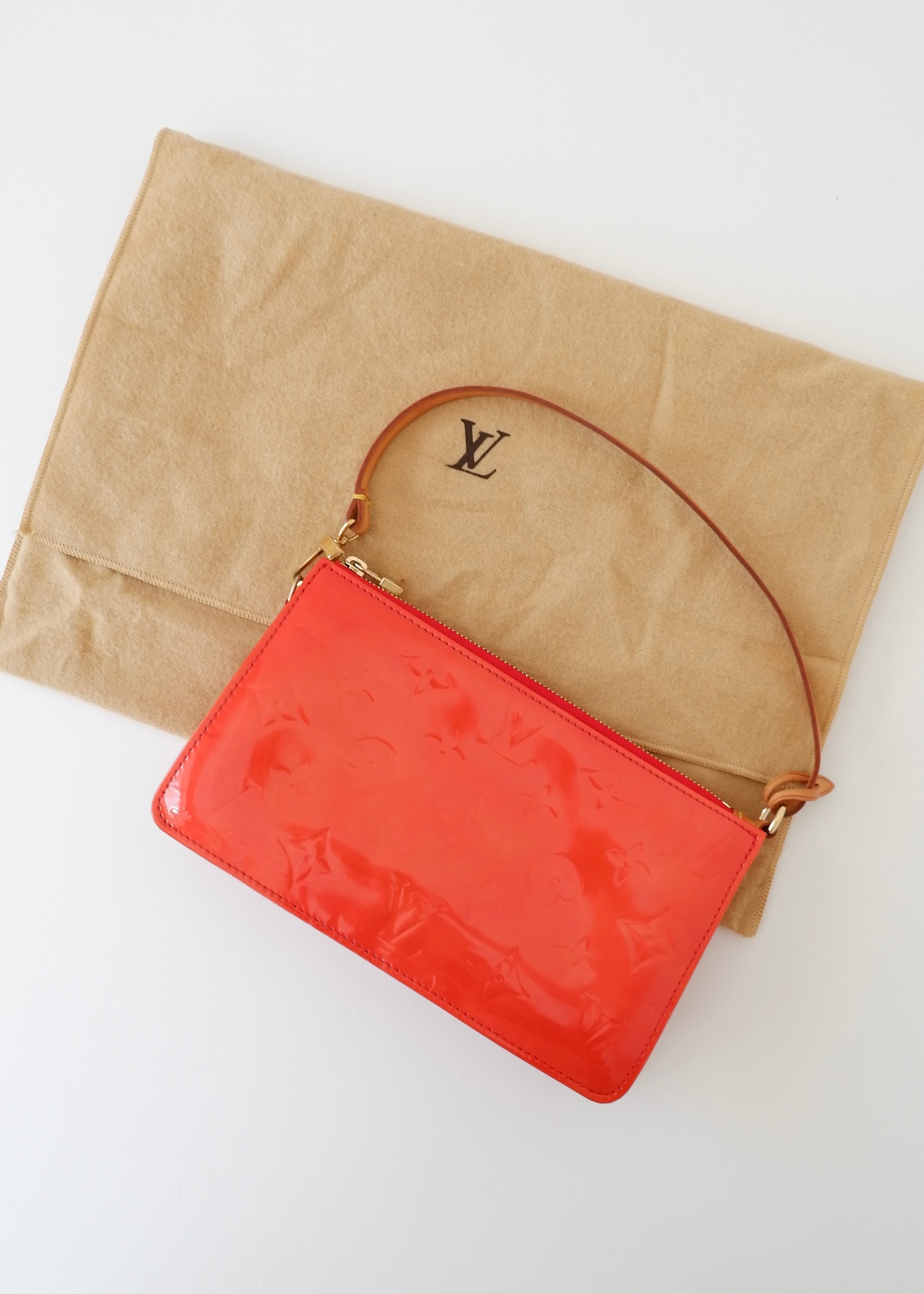 Authentic Preowned Louis Vuitton Red Vernis Lexington Pochette Shoulder Bag