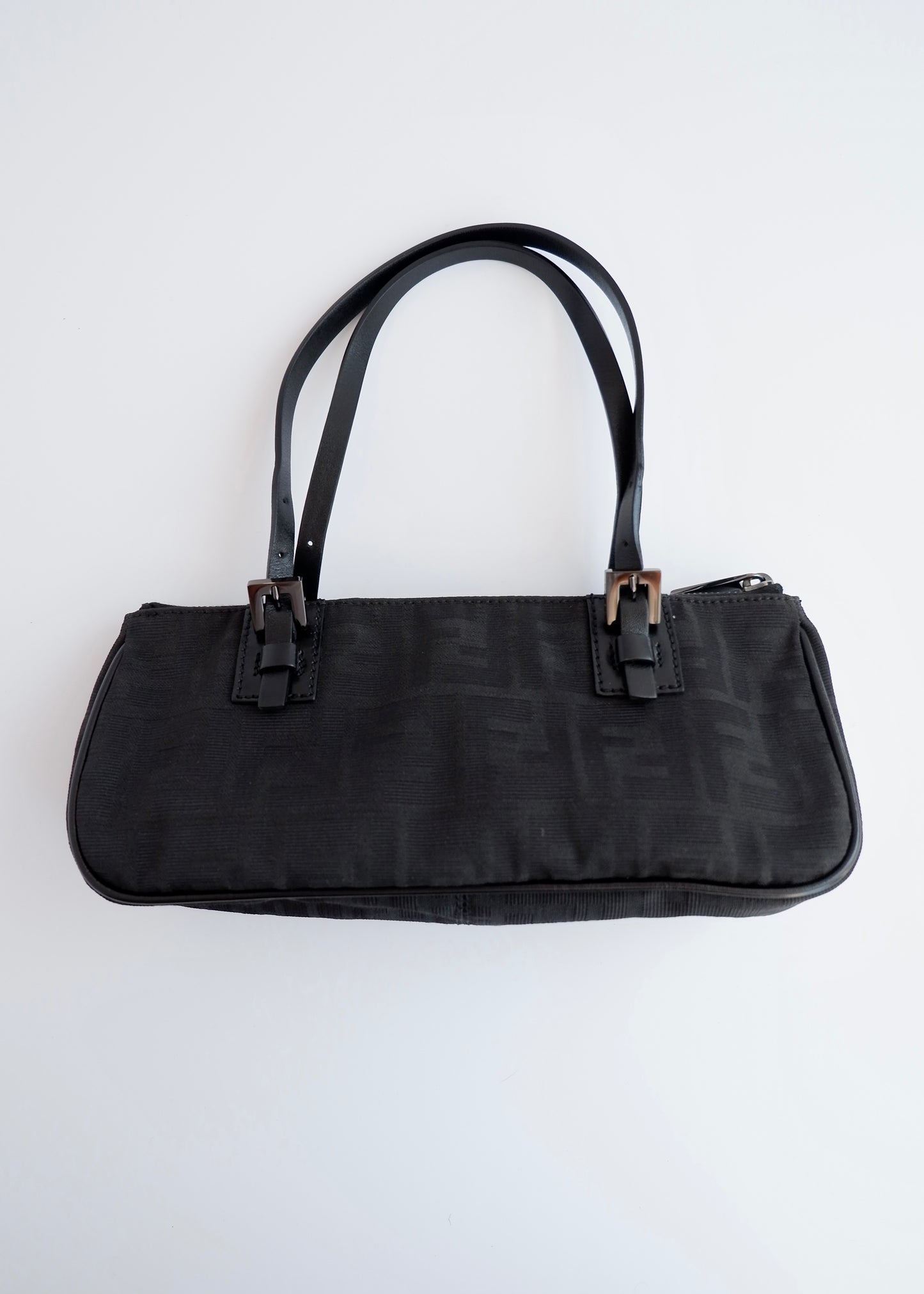 Authentic Preowned Fendi Black Zucca Canvas East West Shoulder Bag
