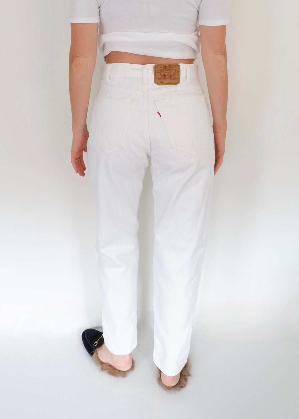 Levis Vintage 550 White Relaxed Straight Leg Jeans - 30
