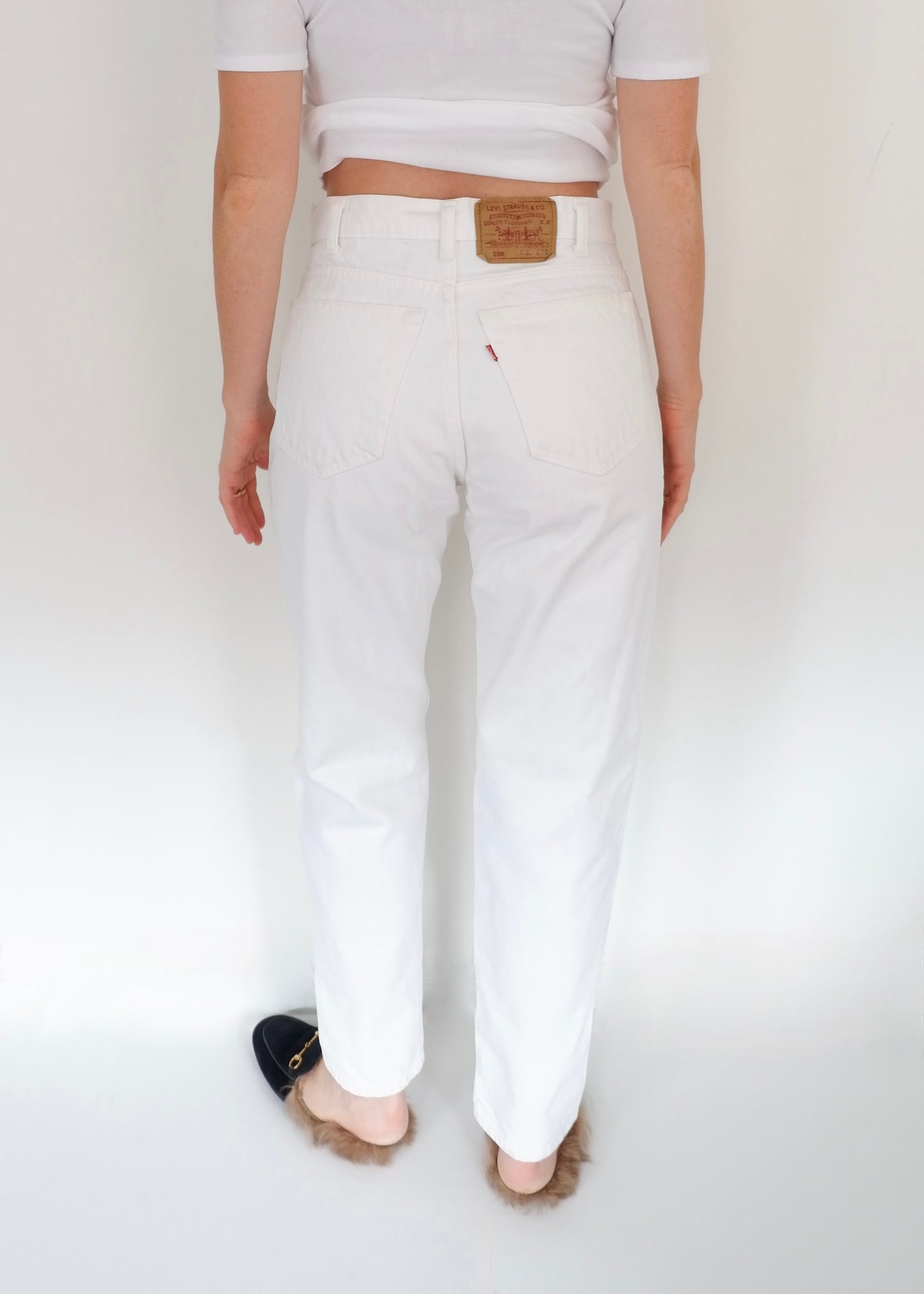 Levis Vintage 550 White Relaxed Straight Leg Jeans - 30