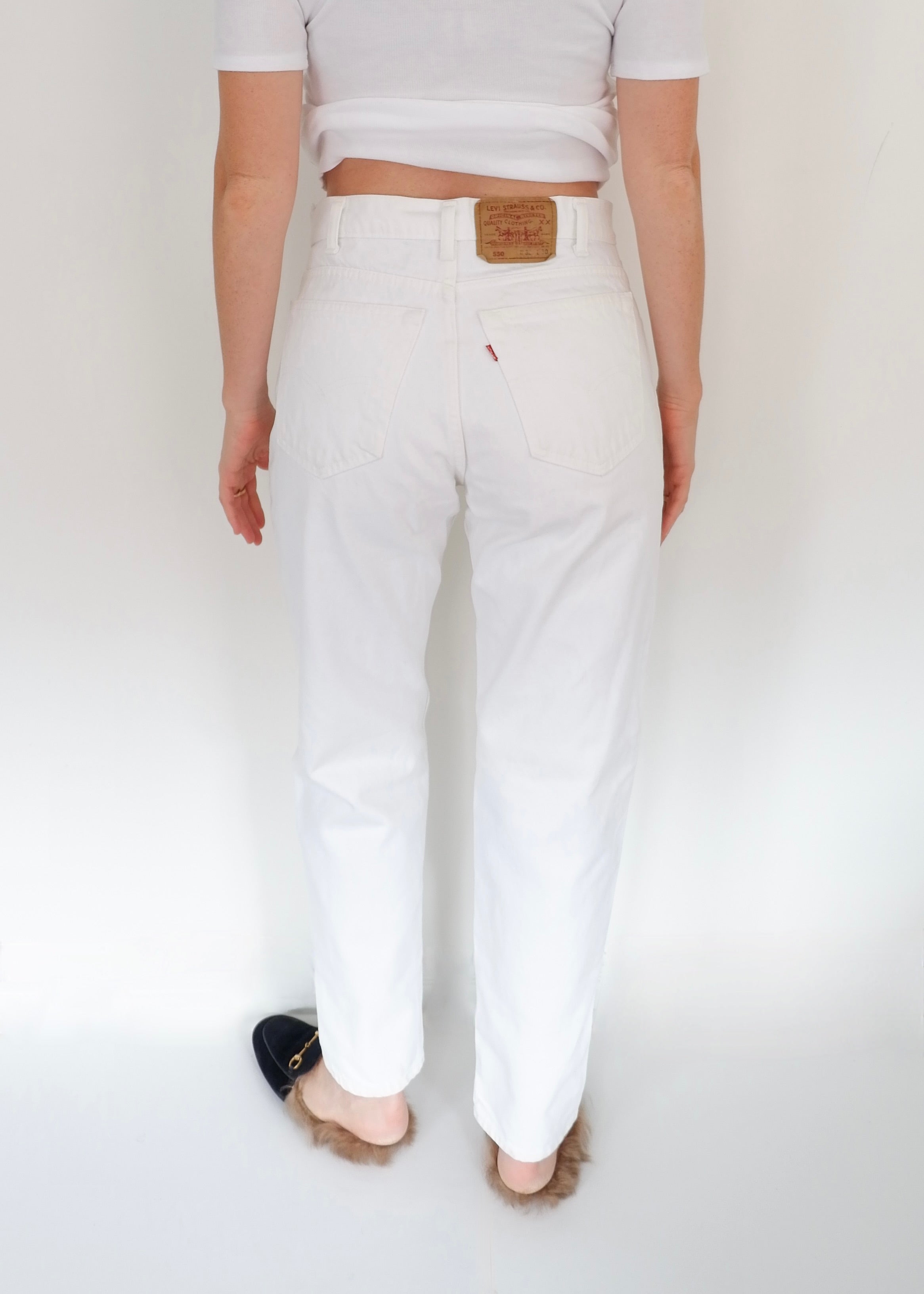 Levis Vintage 550 White Relaxed Straight Leg Jeans - 30