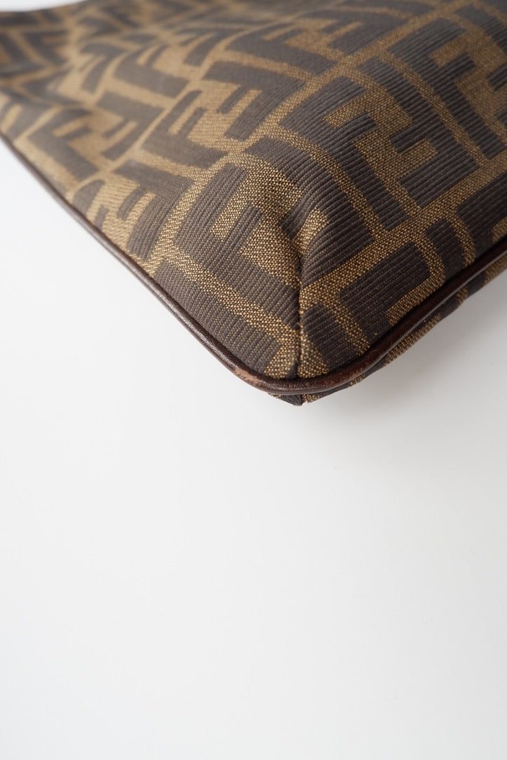 Preowned Vintage Fendi Brown Zucca Canvas/ Leather Shoulder Bag